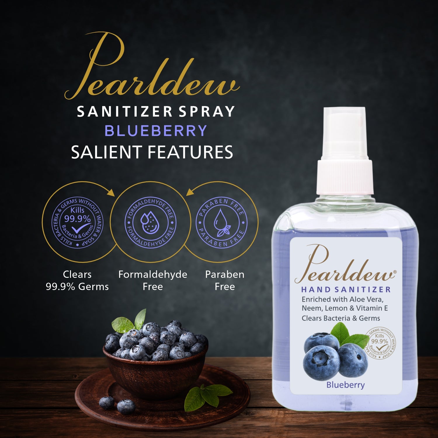 Pearldew Hand Sanitizer Spray (Blueberry) 250 ml