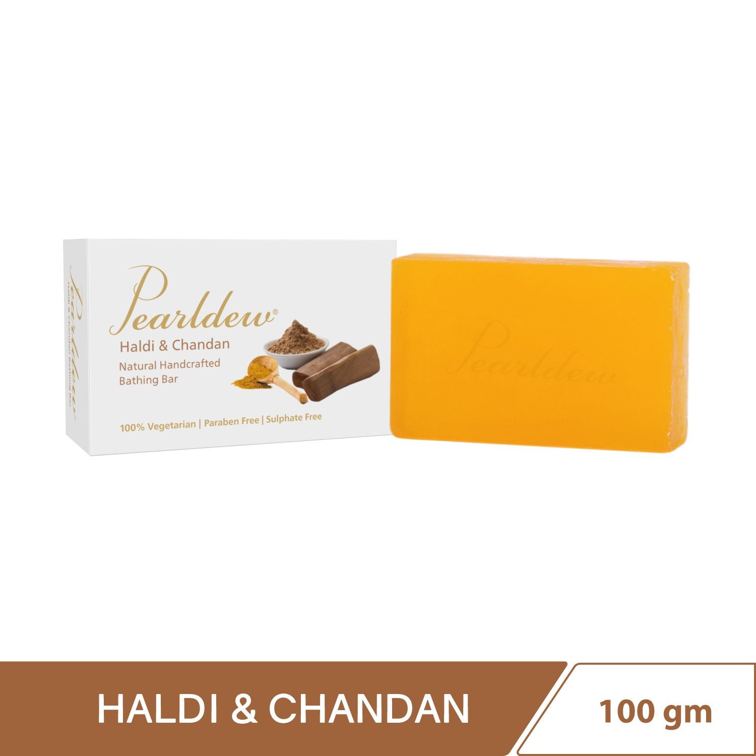 Pearldew Haldi & Chandan Natural Handcrafted Bathing Bar (100 gm)
