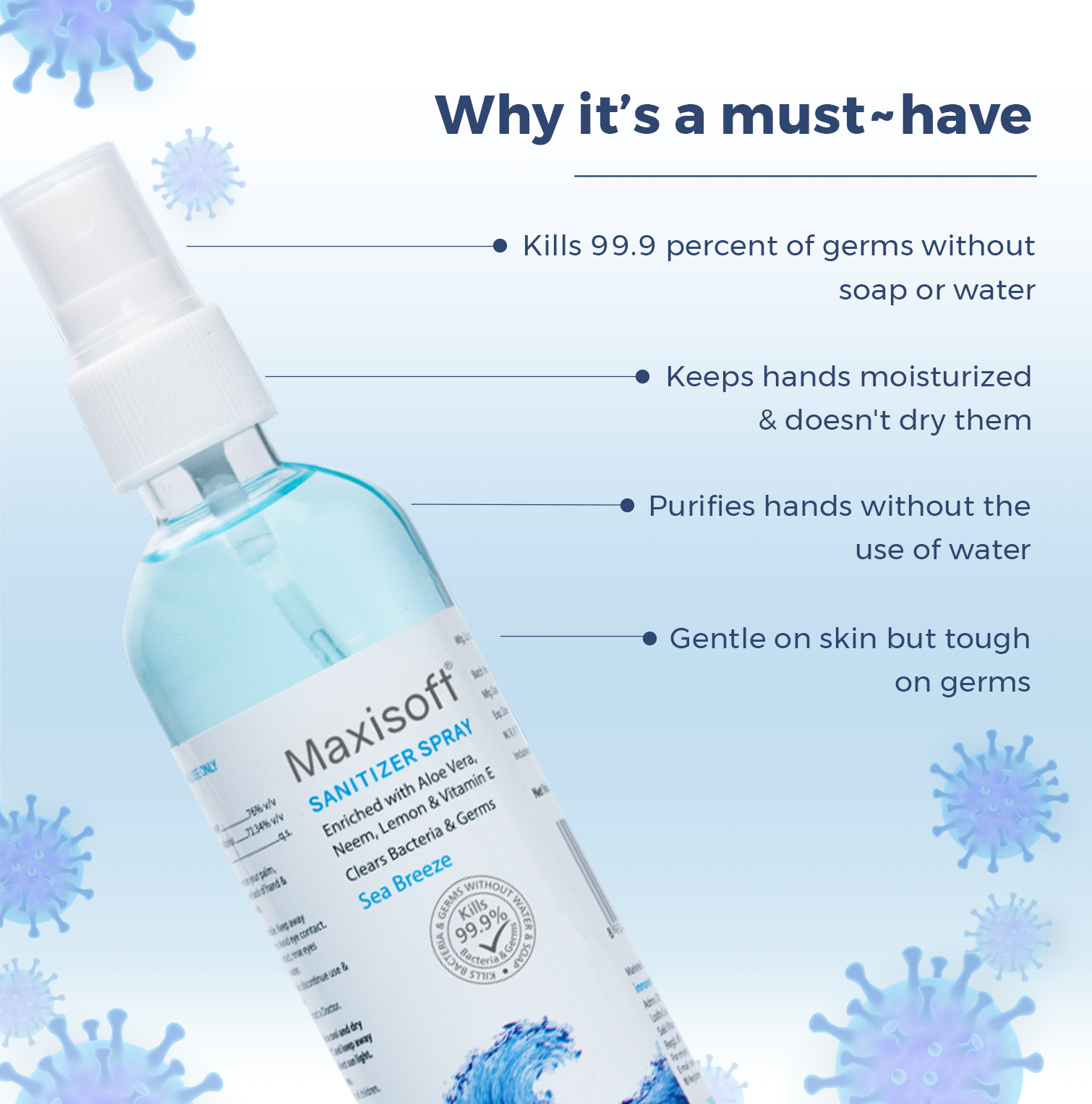 Maxisoft Hand Sanitizer Spray (Sea Breeze) 120 ml