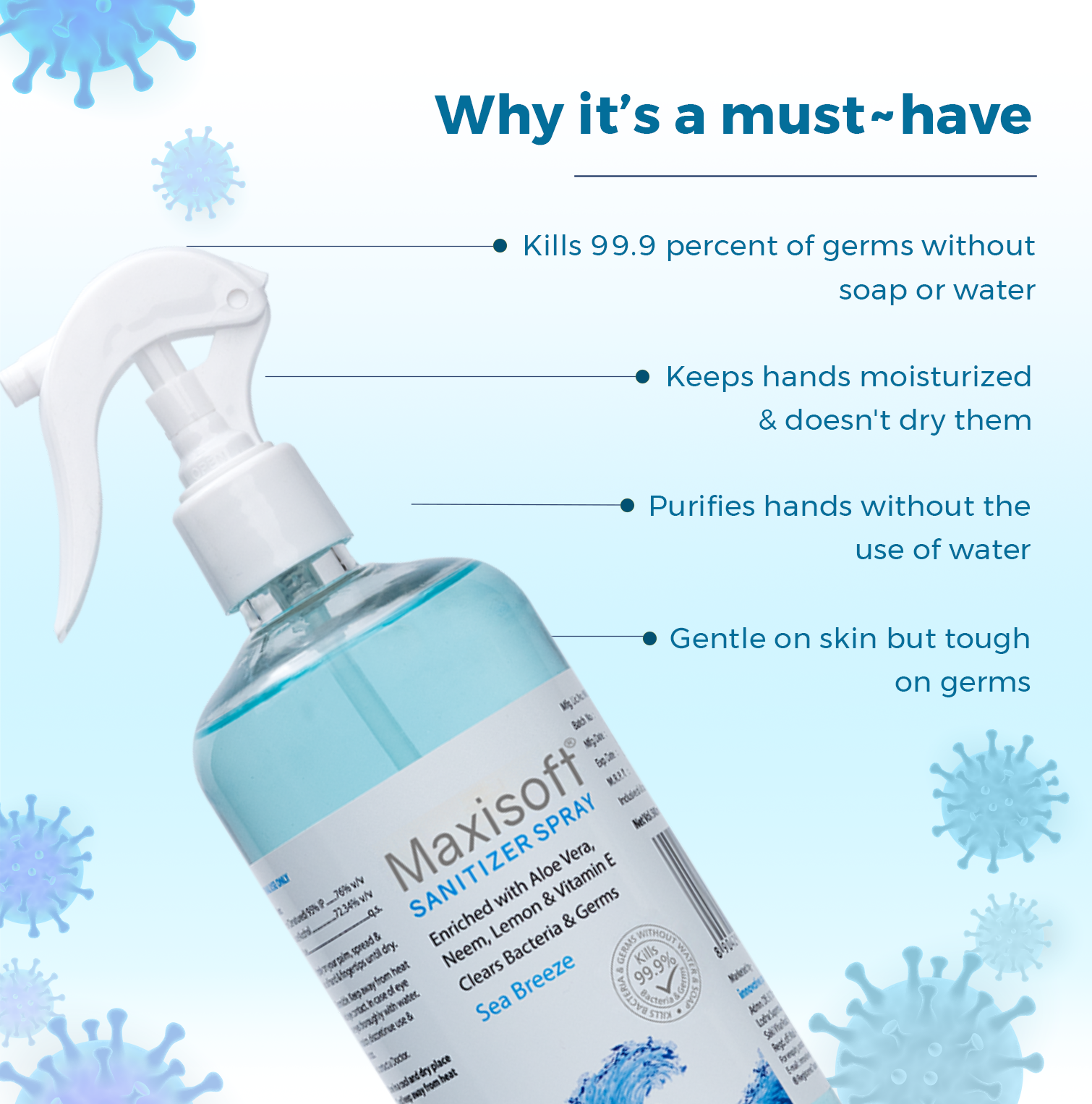 Maxisoft Hand Sanitizer Spray (Sea Breeze) 500 ml