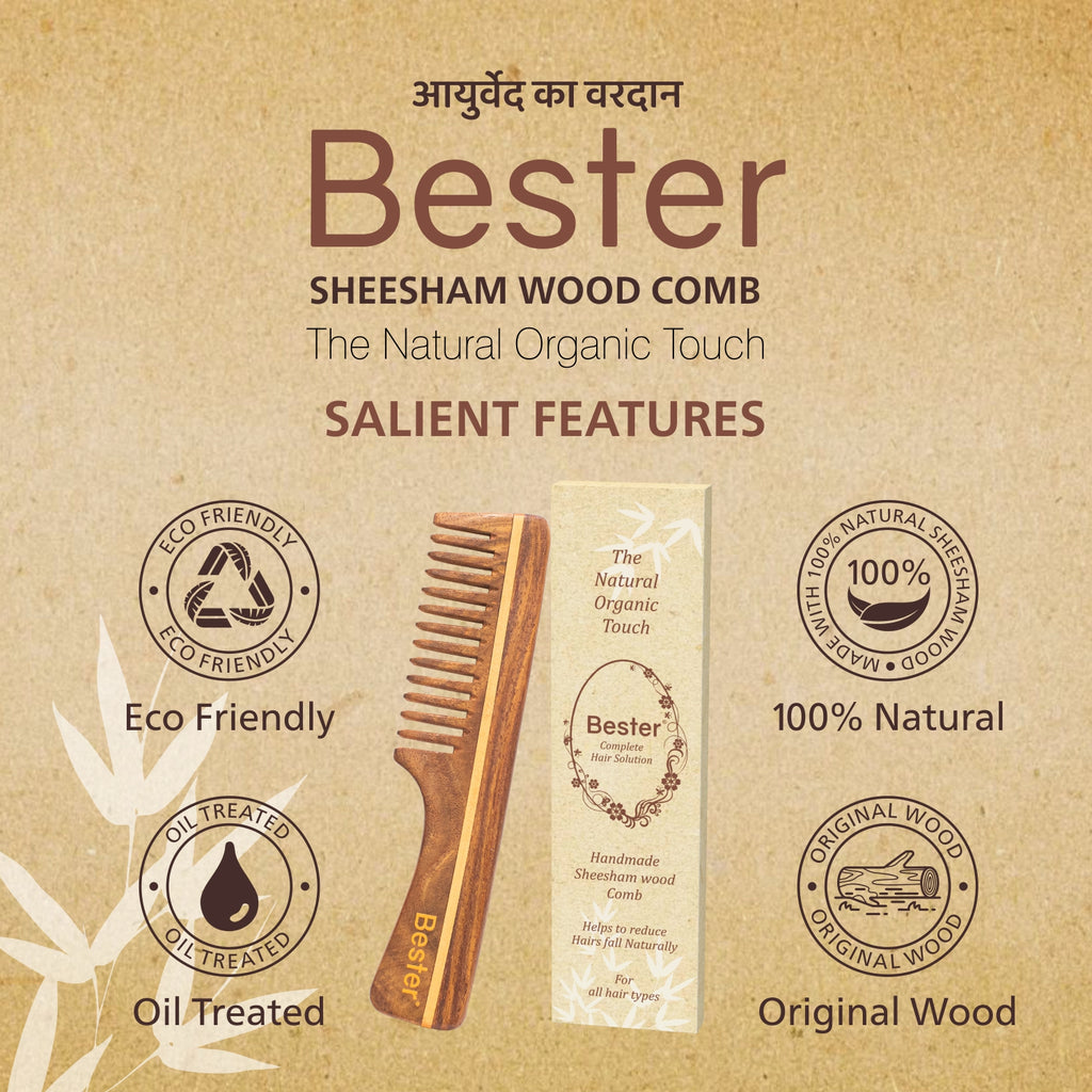 Bester Handmade Sheesham Wood Comb (15 FC)