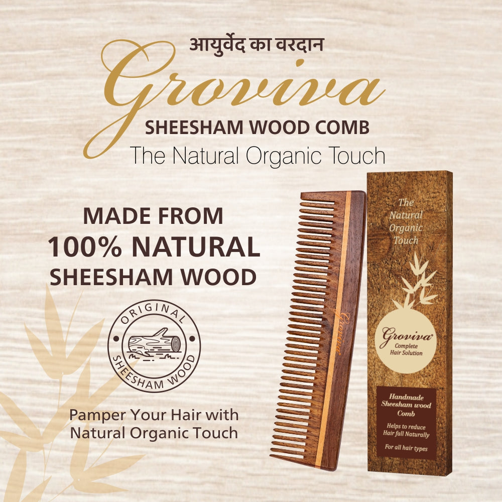 Groviva Handmade Sheesham Wood Comb (13 FC)