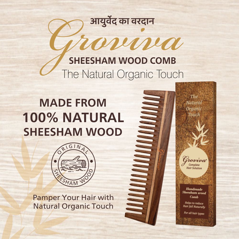 Groviva Handmade Sheesham Wood Comb (14 FC)