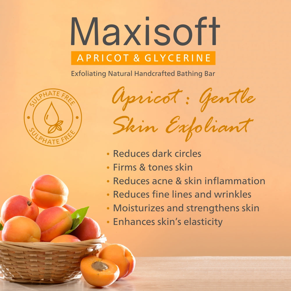 Maxisoft Apricot & Glycerine Exfoliating Natural Handcrafted Bathing Bar (75 gm)