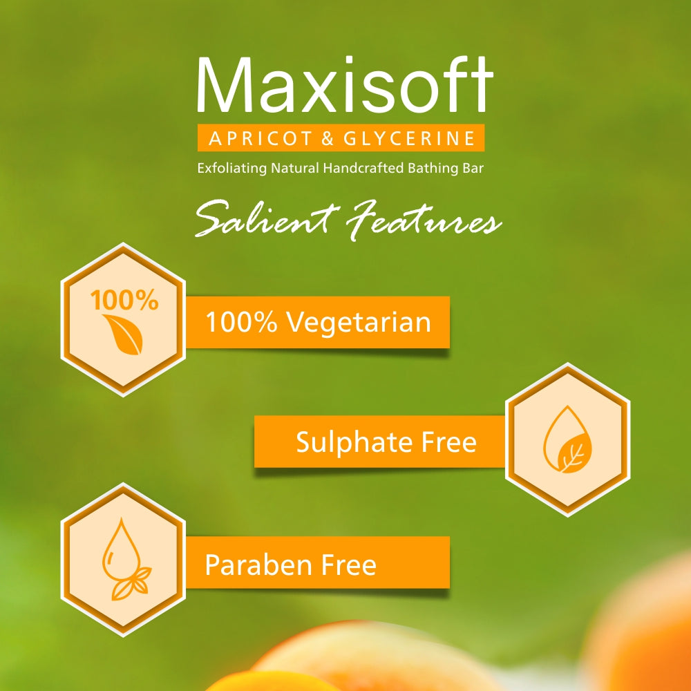 Maxisoft Apricot & Glycerine Exfoliating Natural Handcrafted Bathing Bar (75 gm)