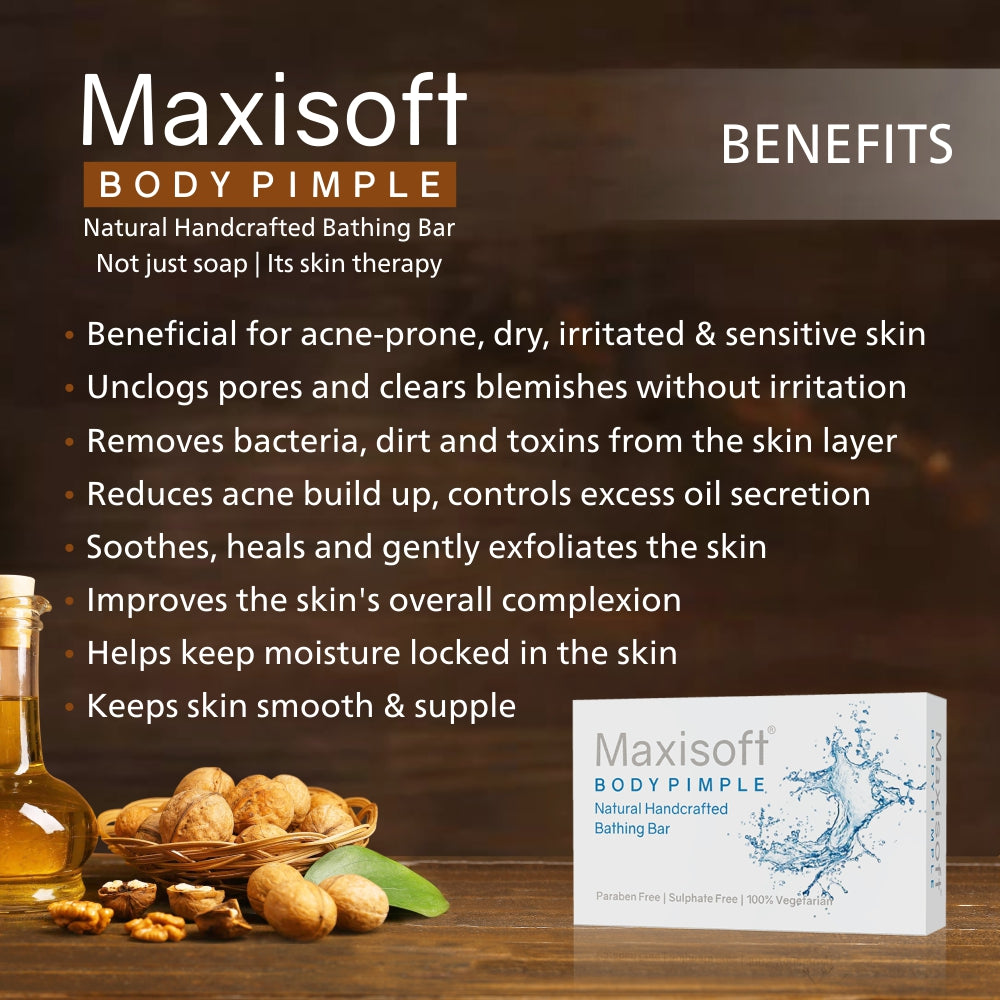 Maxisoft Body Pimple Natural Handcrafted Bathing Bar (75 gm)