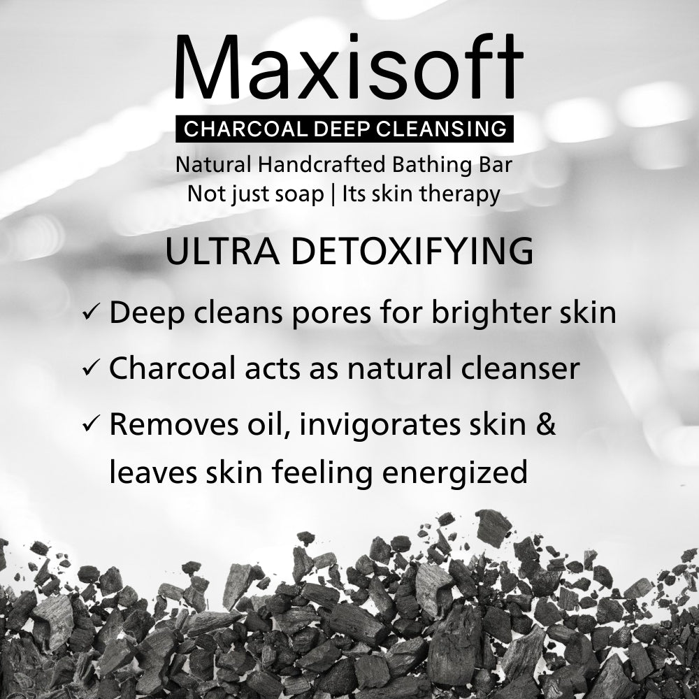 Maxisoft Charcoal Deep Cleansing Natural Handcrafted Bathing Bar (75 gm)