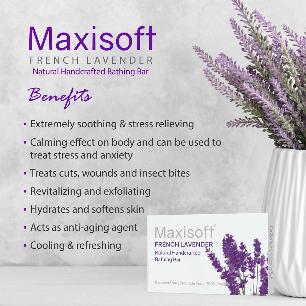 Maxisoft French Lavender Natural Handcrafted Bathing Bar (75 gm)