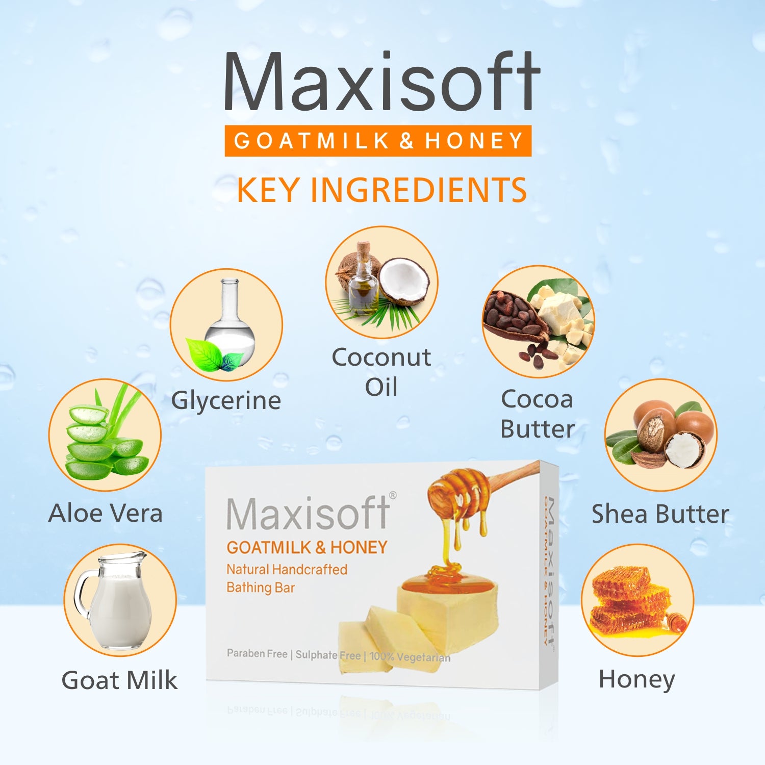 Maxisoft Goat Milk & Honey Natural Handcrafted Bathing Bar (75 gm)