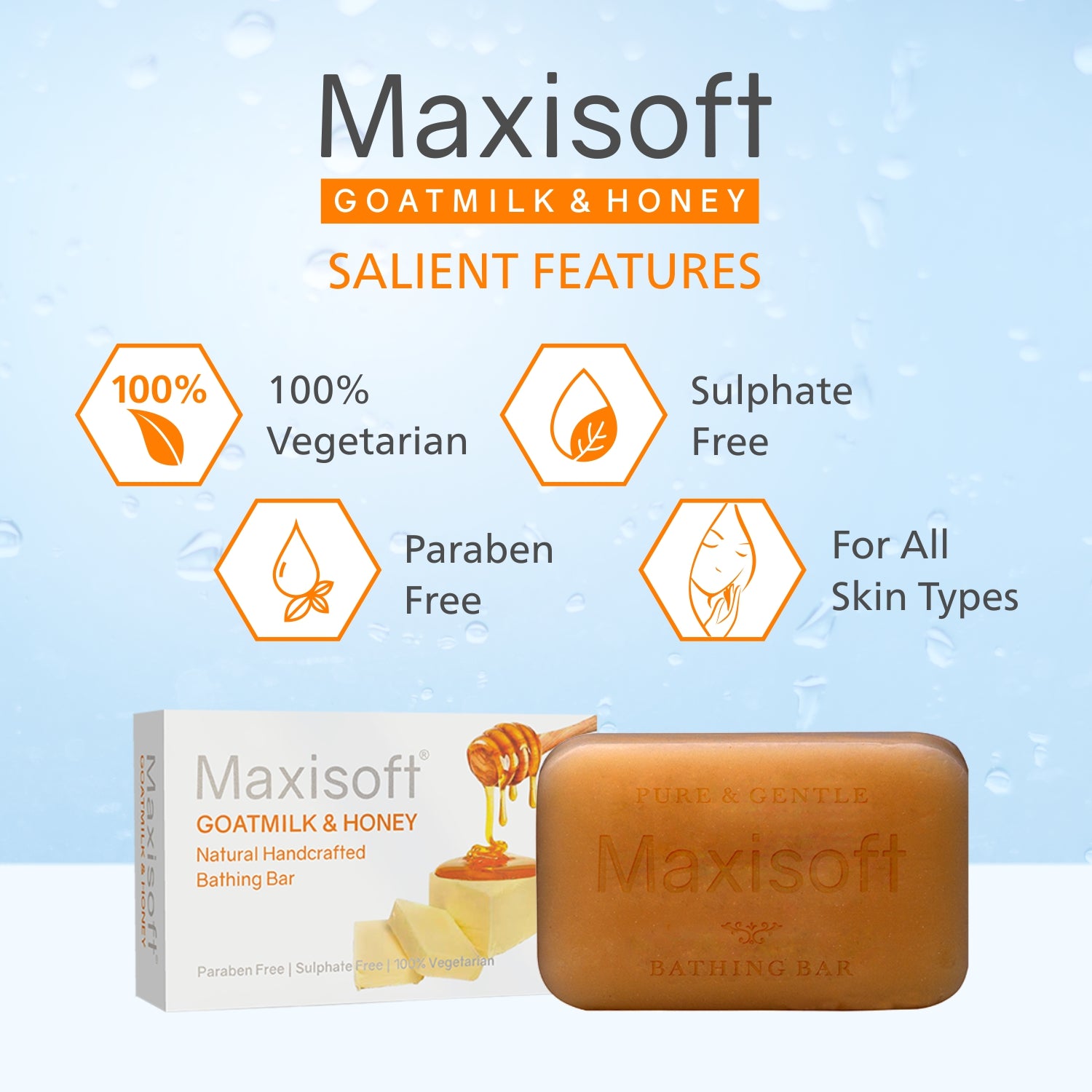 Maxisoft Goat Milk & Honey Natural Handcrafted Bathing Bar (75 gm)