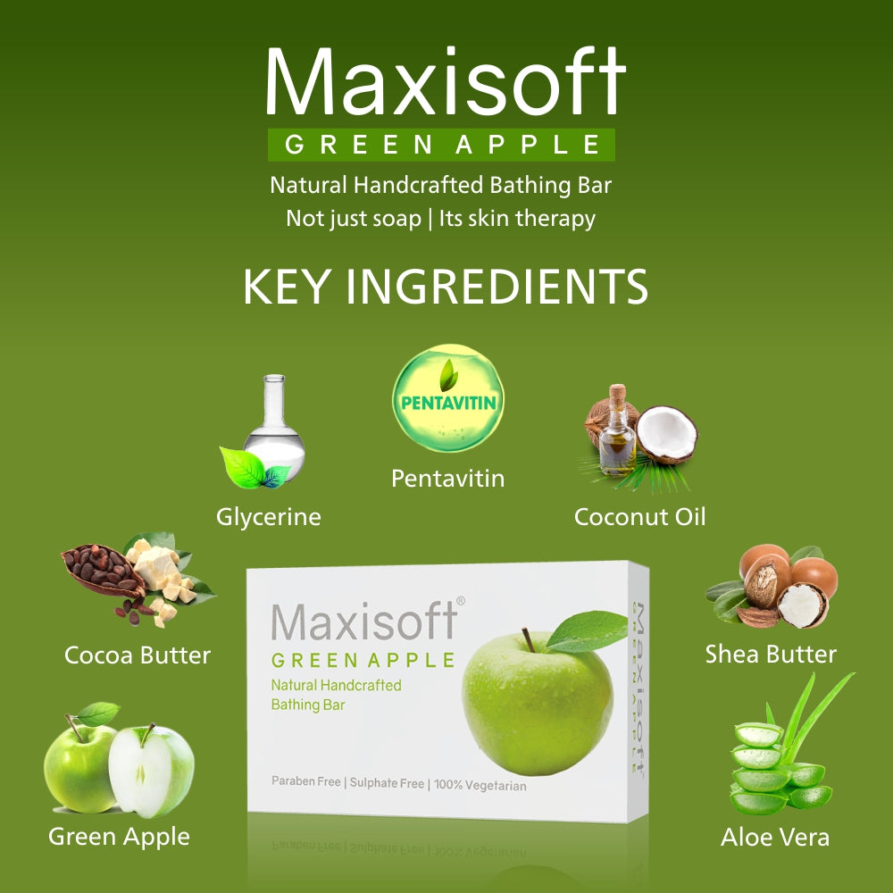 Maxisoft Green Apple Natural Handcrafted Bathing Bar (75 gm)