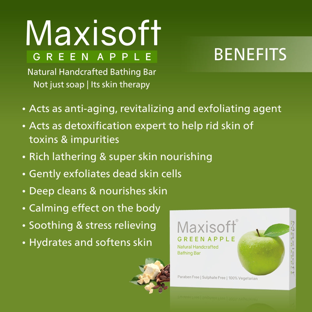 Maxisoft Green Apple Natural Handcrafted Bathing Bar (75 gm)