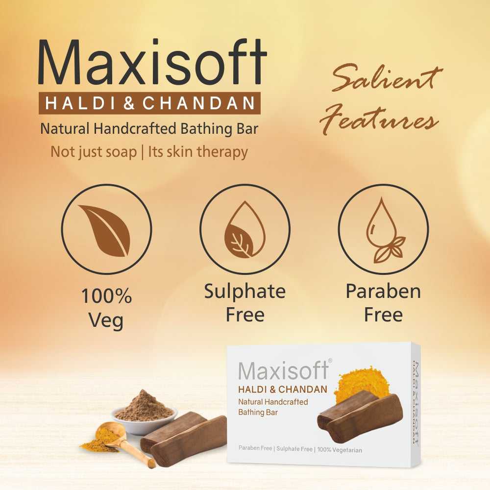 Maxisoft Haldi & Chandan Natural Handcrafted Bathing Bar (75 gm)