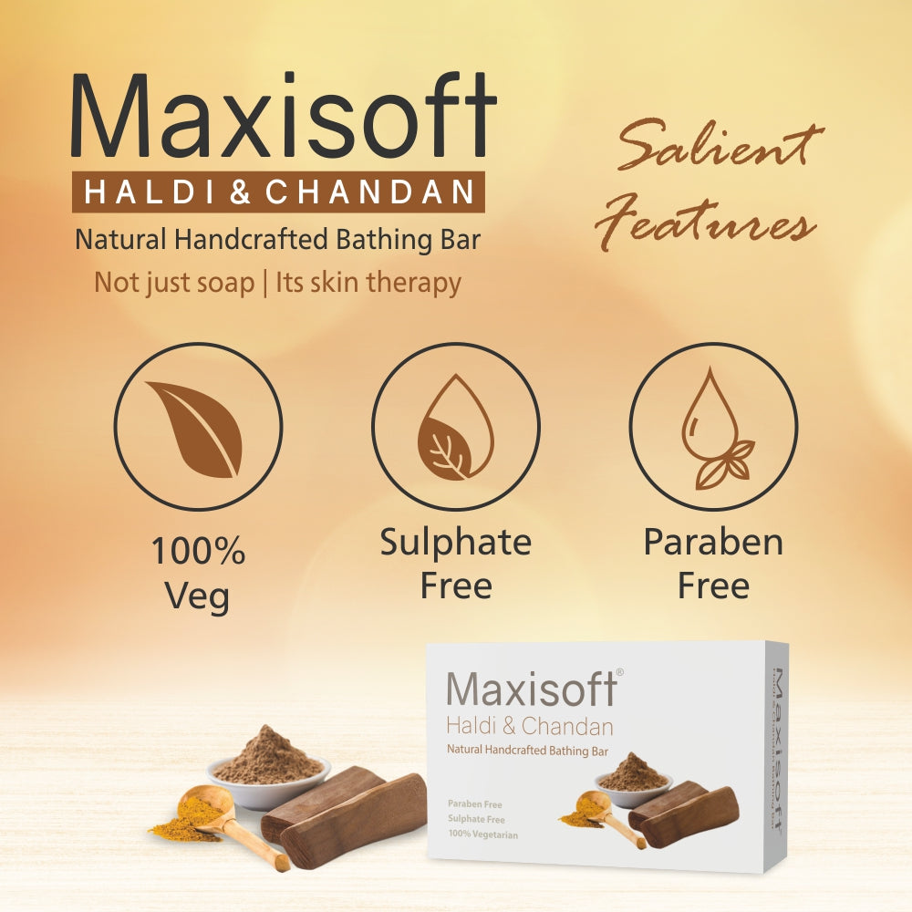 Maxisoft Haldi & Chandan Natural Handcrafted Bathing Bar (100 gm)