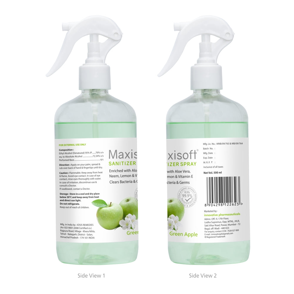 Maxisoft Hand Sanitizer Spray (Green Apple) 500 ml