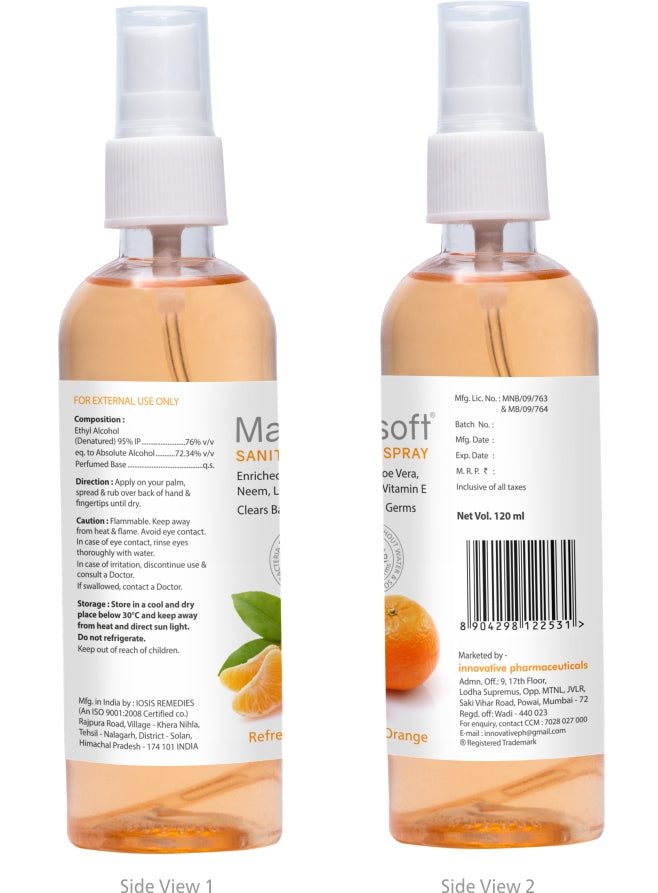 Maxisoft Hand Sanitizer Spray (Refreshing Orange) 120 ml