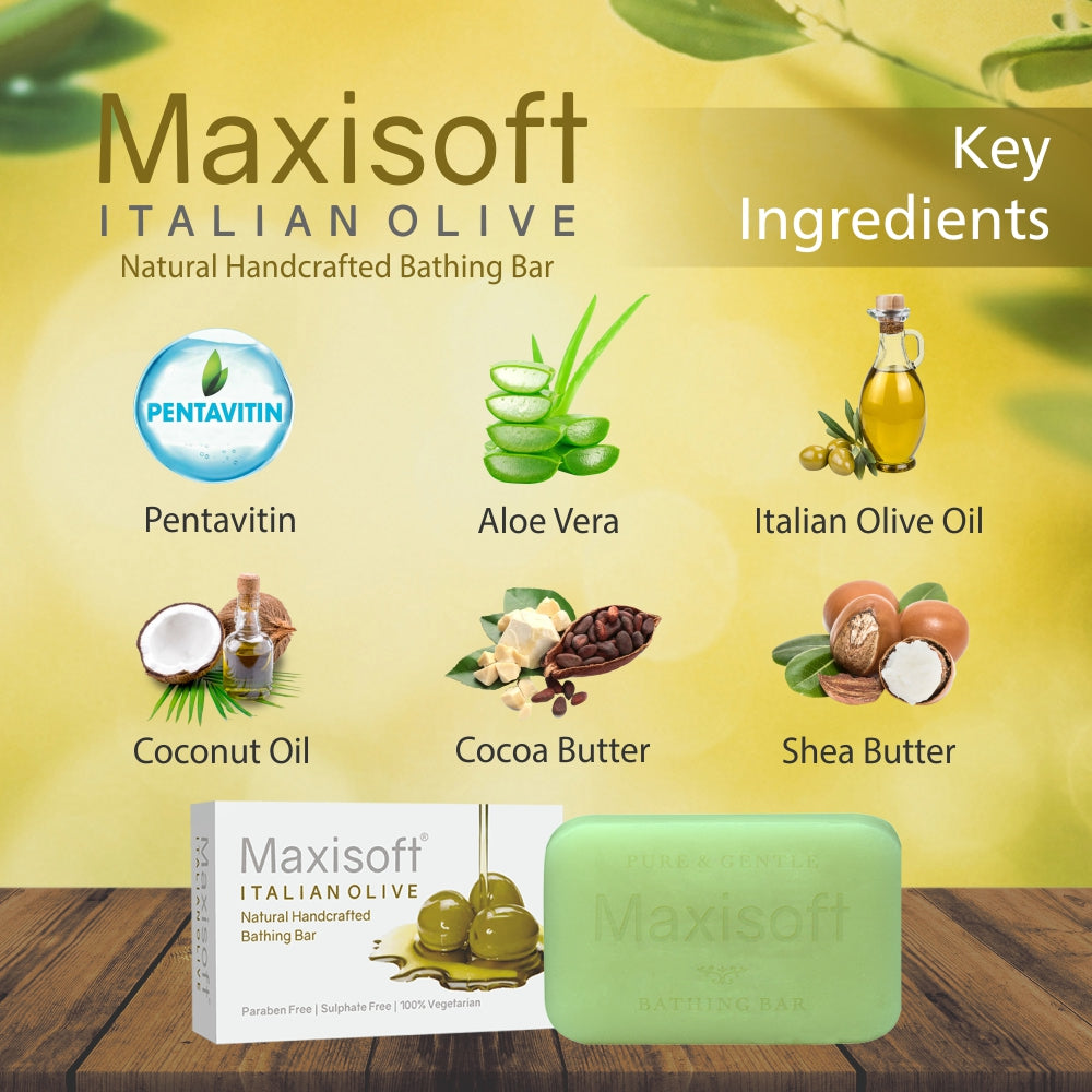 Maxisoft Italian Olive Natural Handcrafted Bathing Bar (75 gm)