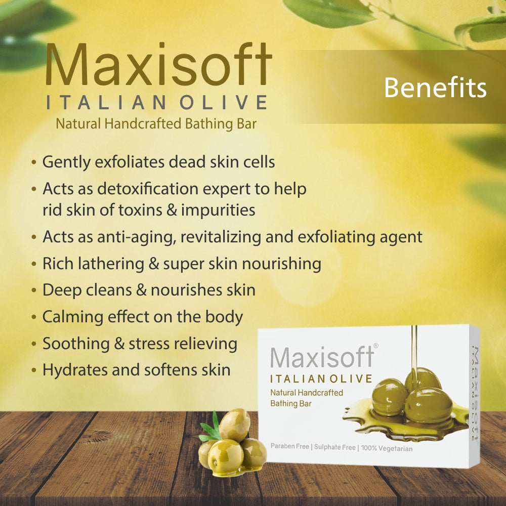 Maxisoft Italian Olive Natural Handcrafted Bathing Bar (75 gm)