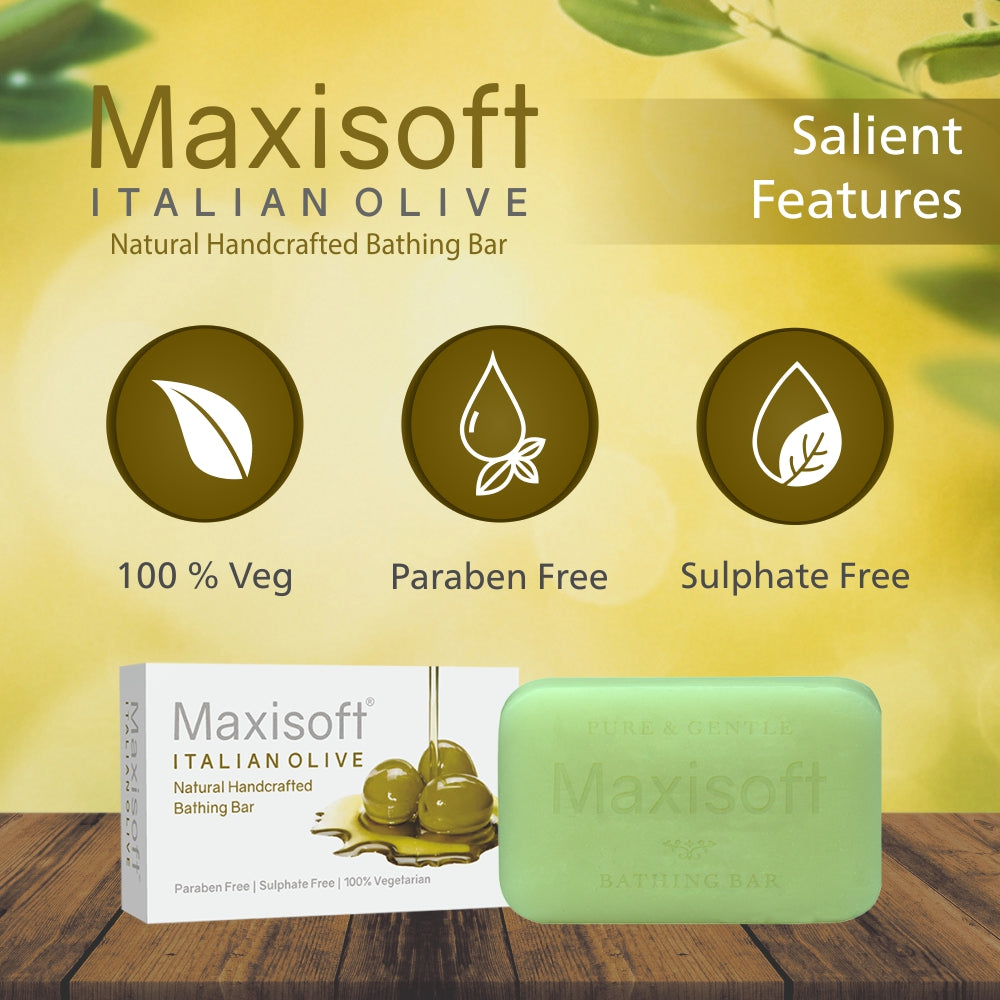 Maxisoft Italian Olive Natural Handcrafted Bathing Bar (75 gm)