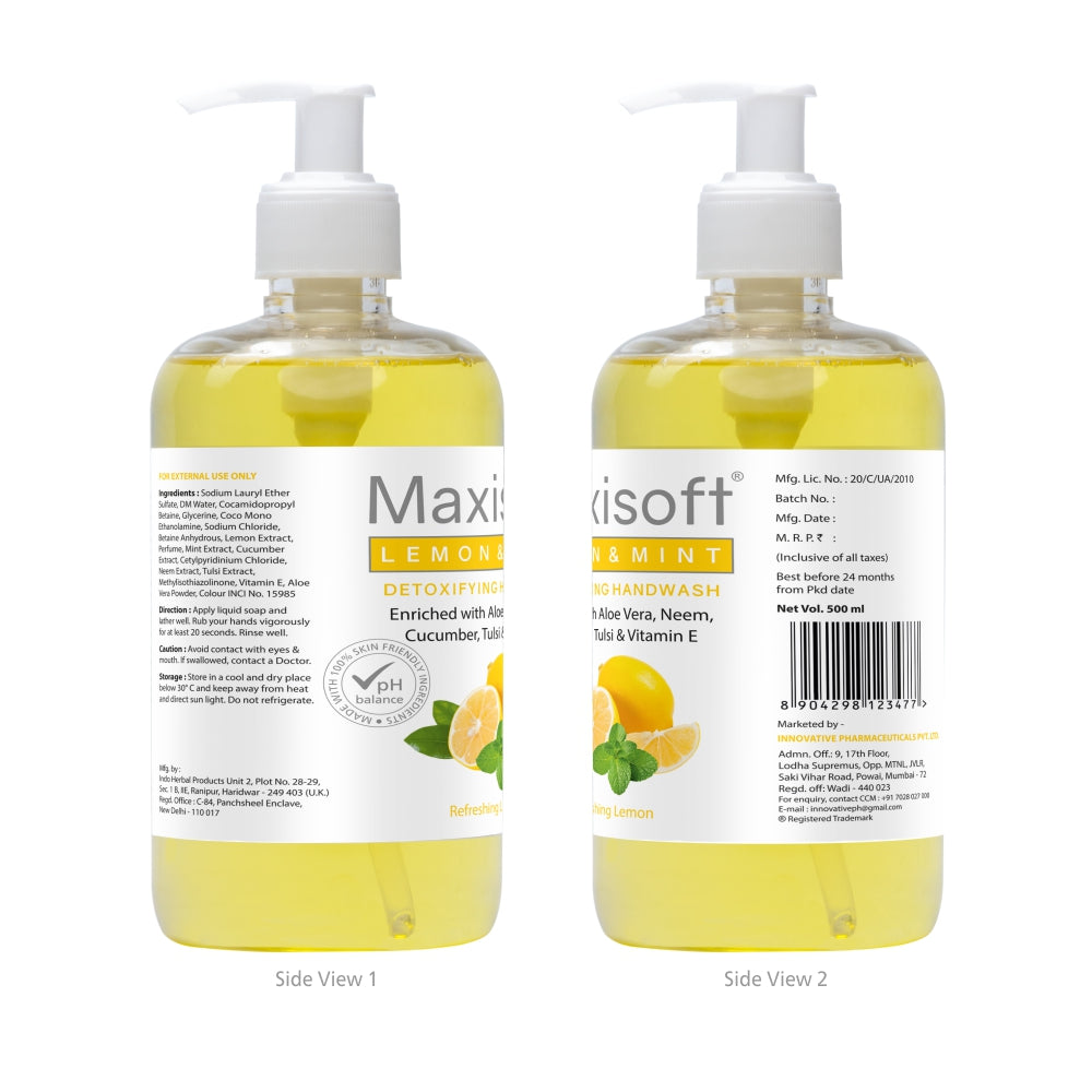 Maxisoft Lemon & Mint Detoxifying Hand Wash (500 ml)