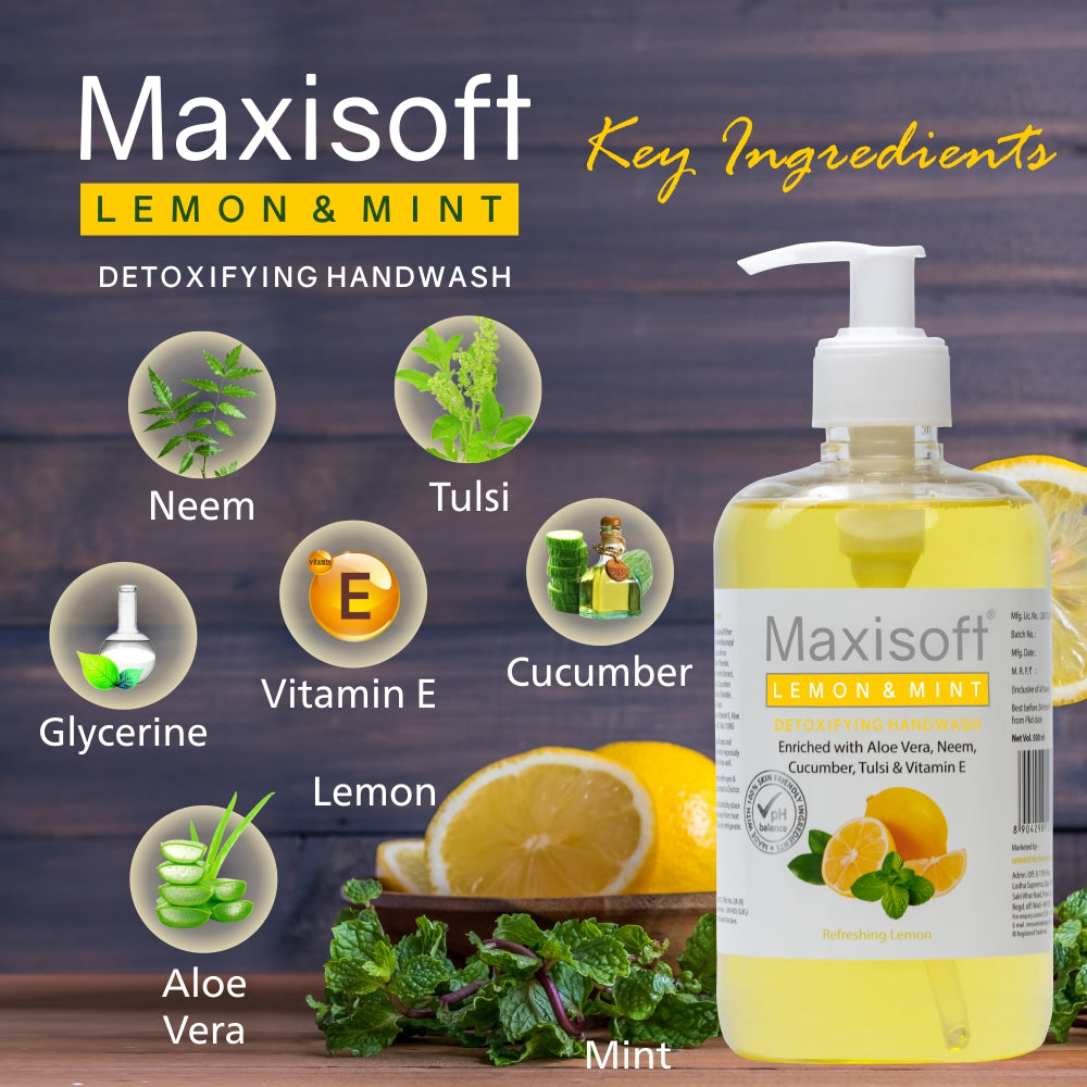 Maxisoft Lemon & Mint Detoxifying Hand Wash (500 ml)