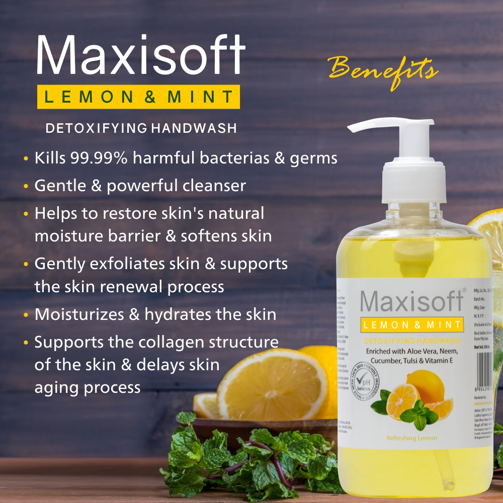 Maxisoft Lemon & Mint Detoxifying Hand Wash (500 ml)