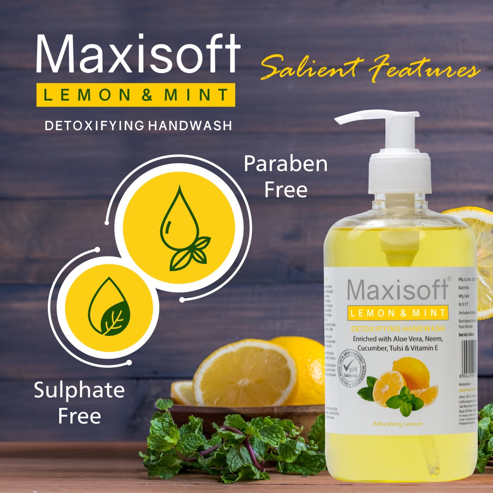 Maxisoft Lemon & Mint Detoxifying Hand Wash (500 ml)