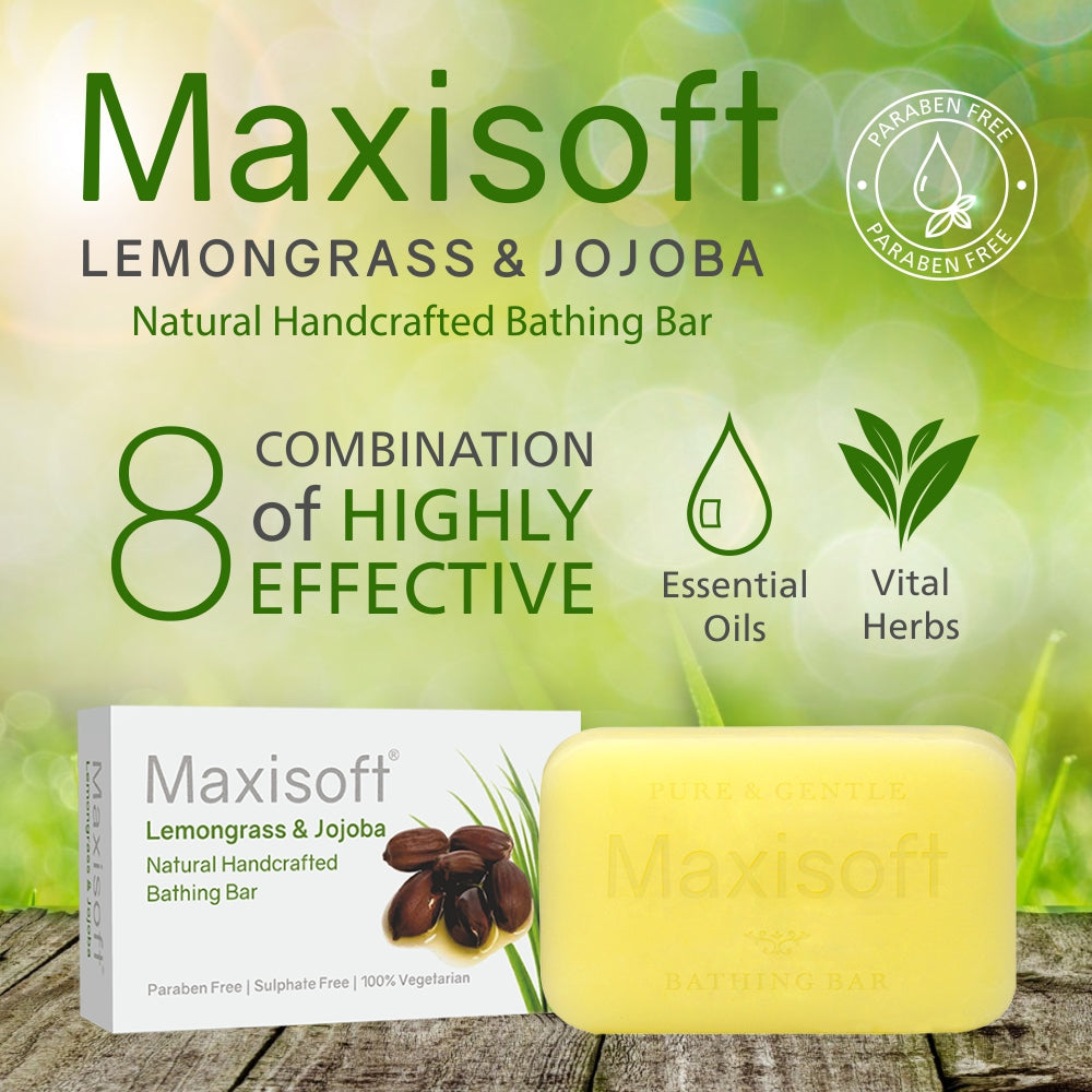Maxisoft Lemongrass & Jojoba Natural Handcrafted Bathing Bar (75 gm)