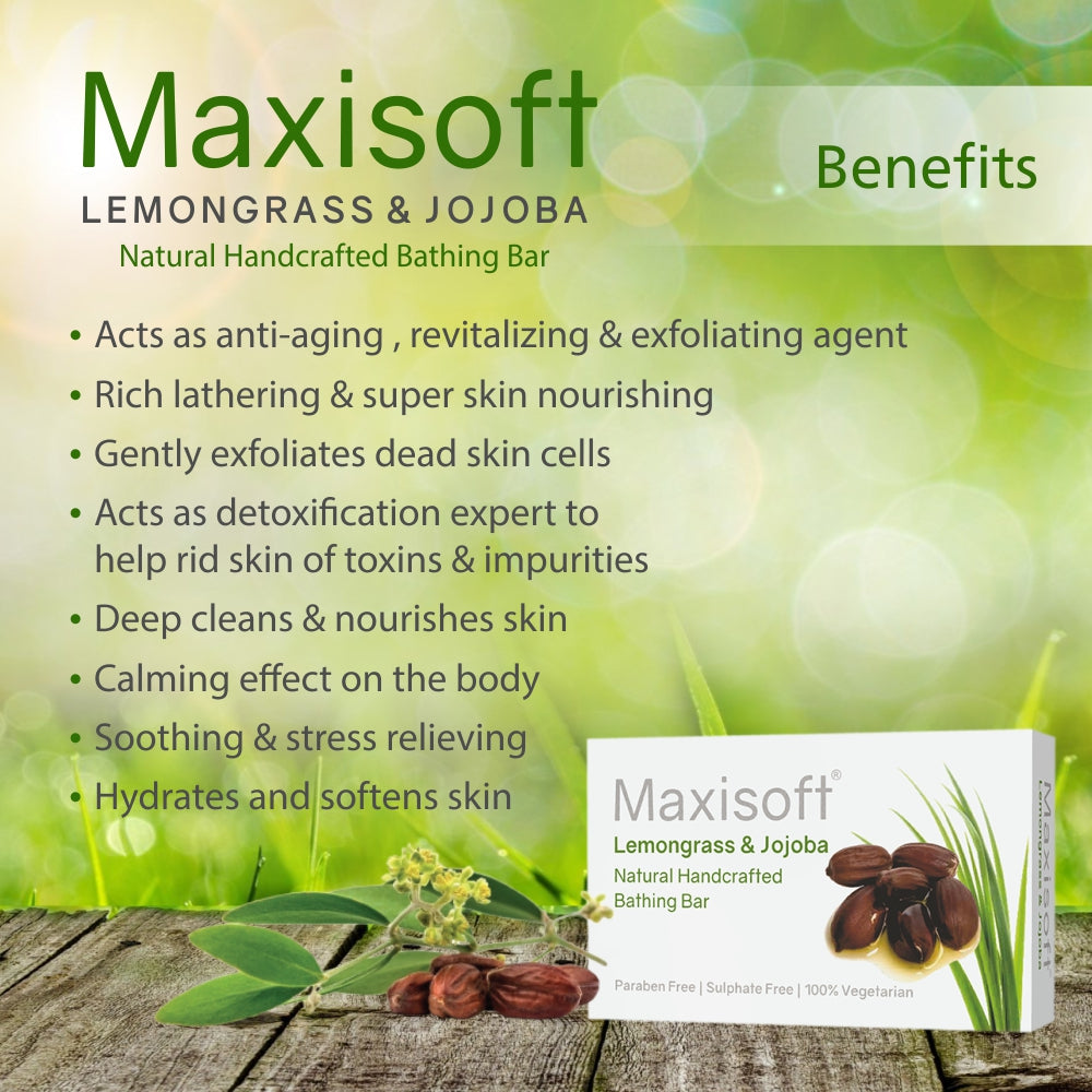 Maxisoft Lemongrass & Jojoba Natural Handcrafted Bathing Bar (75 gm)