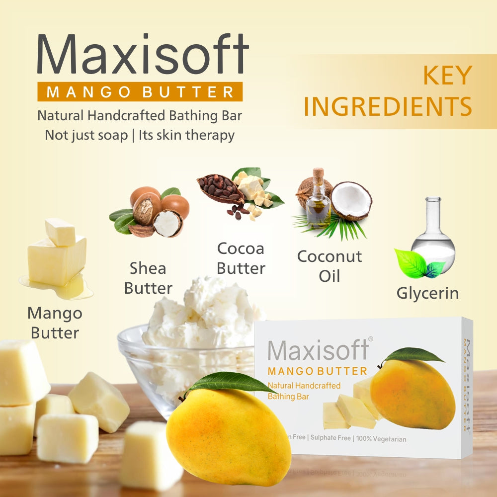 Maxisoft Mango Butter Natural Handcrafted Bathing Bar (75 gm)