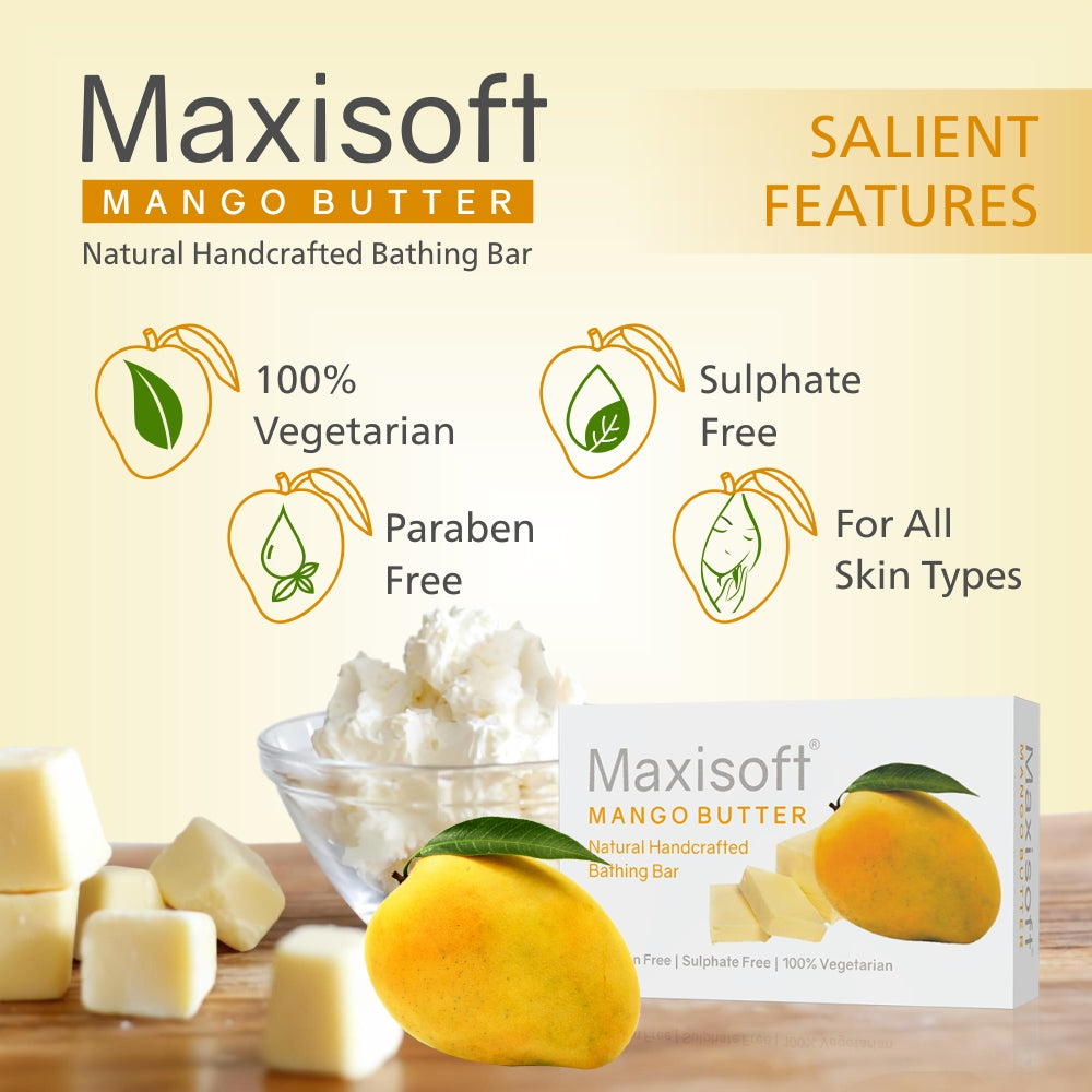 Maxisoft Mango Butter Natural Handcrafted Bathing Bar (75 gm)