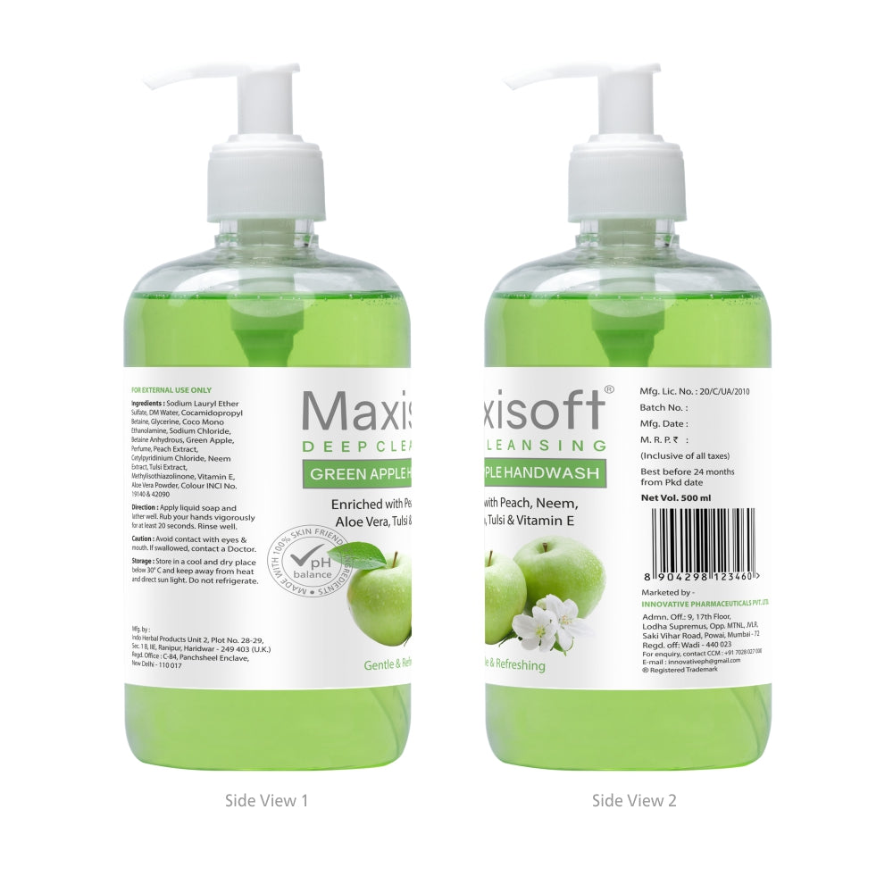 Maxisoft Natural Green Apple Deep Cleansing Hand Wash (500 ml)