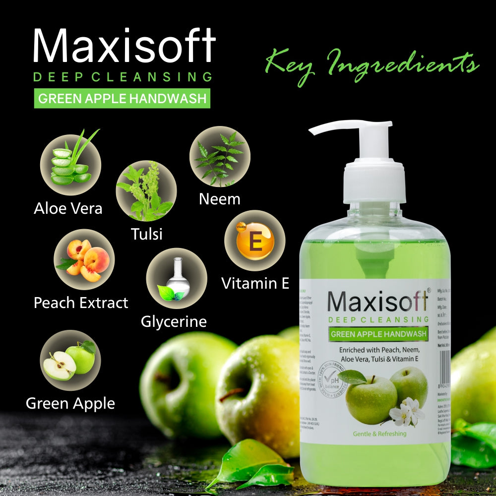 Maxisoft Natural Green Apple Deep Cleansing Hand Wash (500 ml)