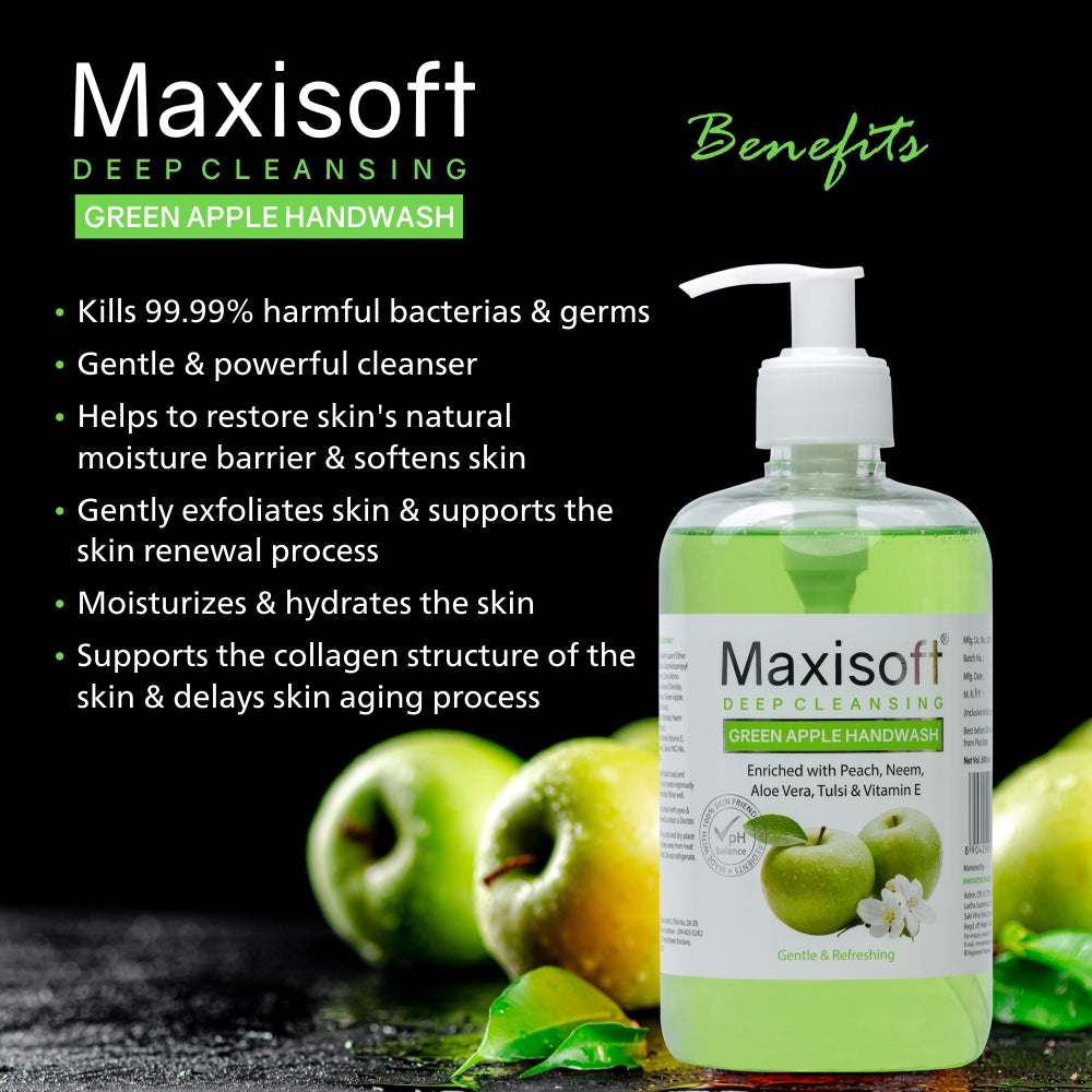 Maxisoft Natural Green Apple Deep Cleansing Hand Wash (500 ml)