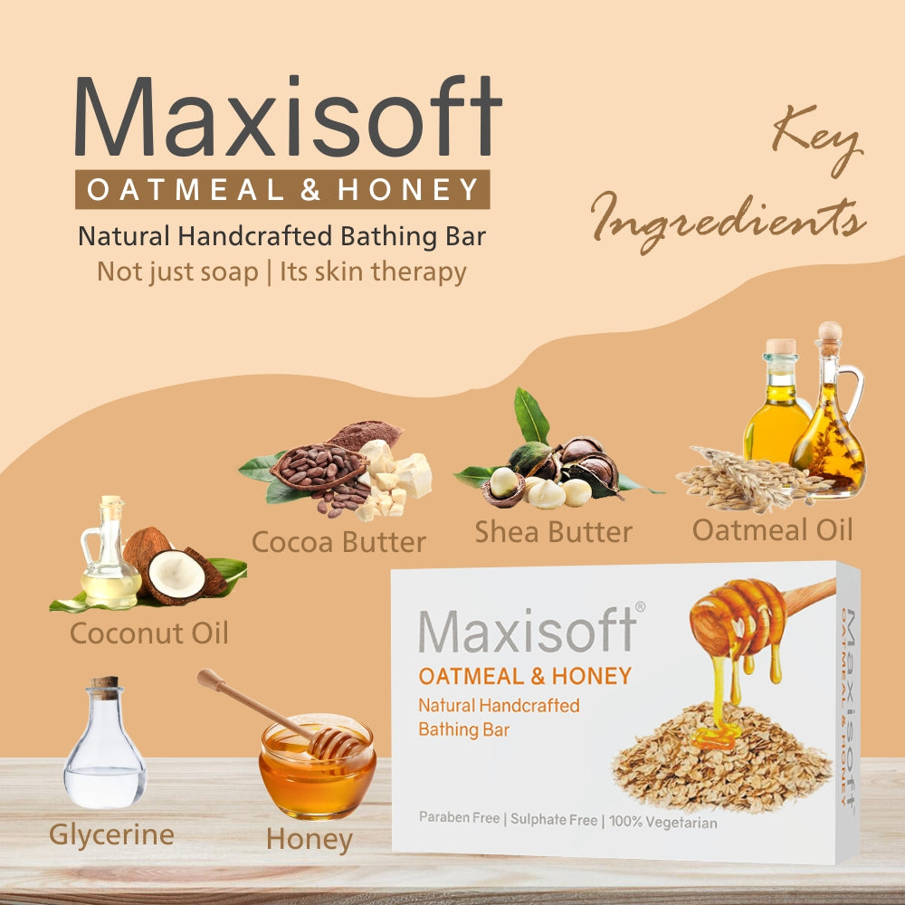 Maxisoft Oatmeal & Honey Natural Handcrafted Bathing Bar (75 gm)