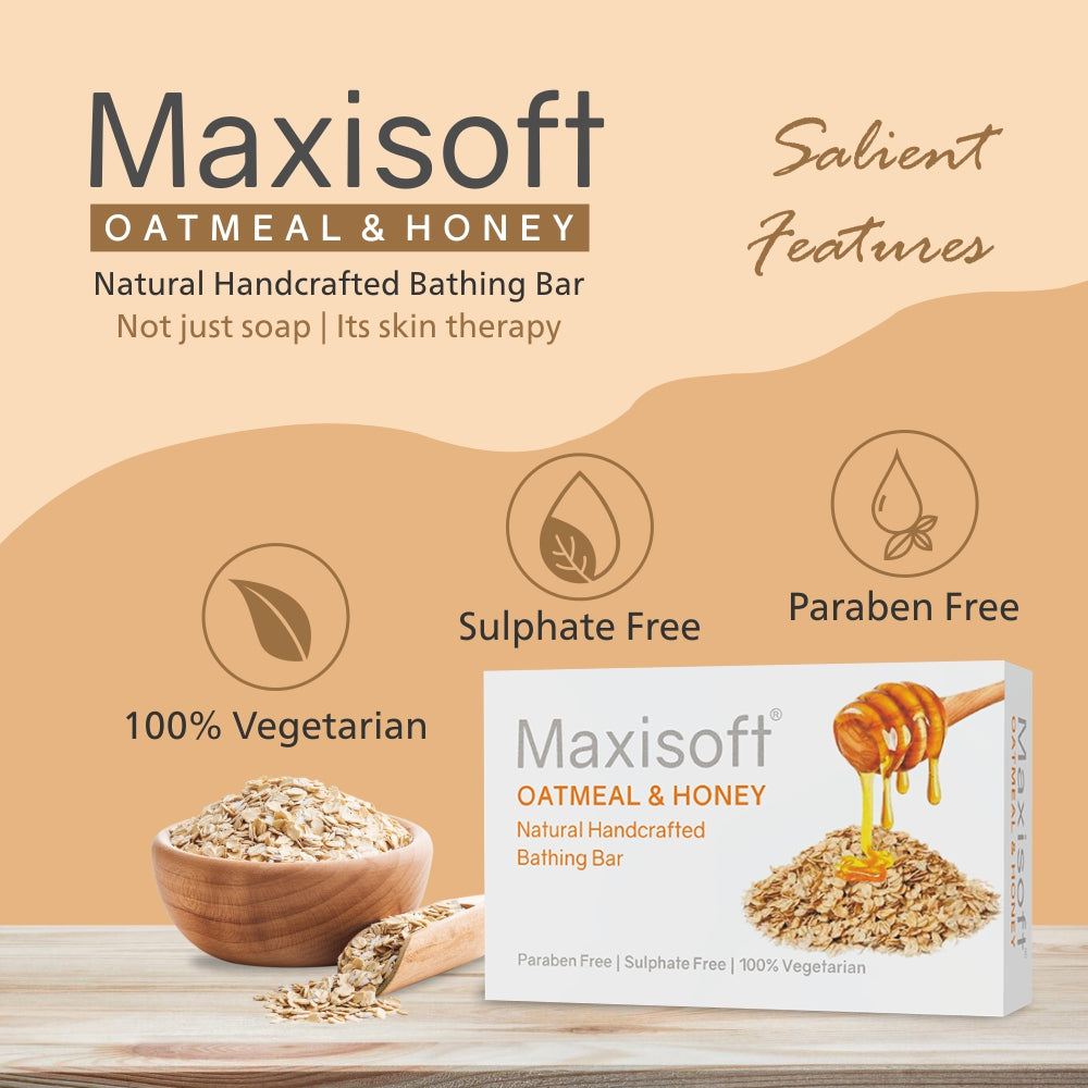 Maxisoft Oatmeal & Honey Natural Handcrafted Bathing Bar (75 gm)