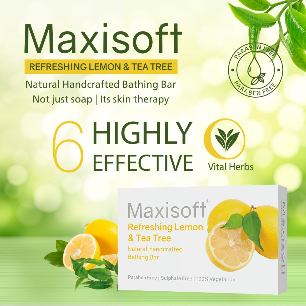 Maxisoft Refreshing Lemon & Tea Tree Natural Handcrafted Bathing Bar (75 gm)