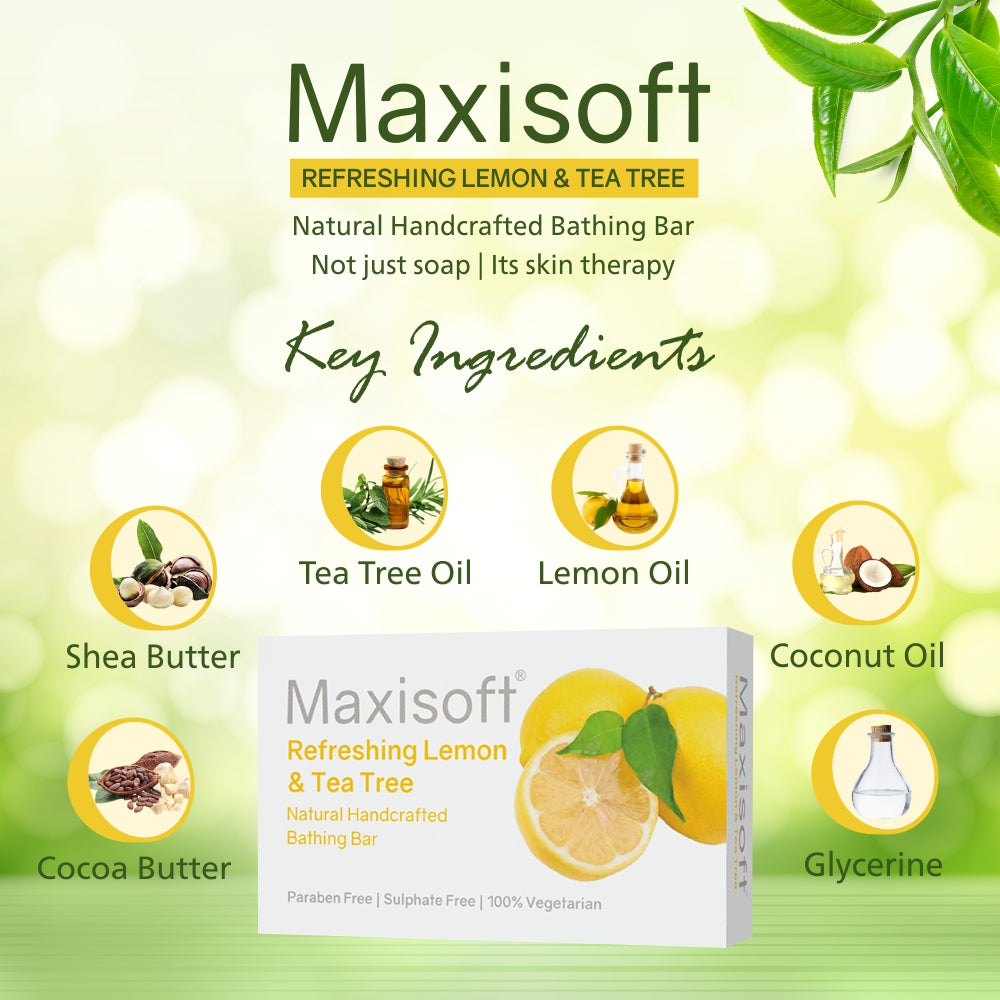 Maxisoft Refreshing Lemon & Tea Tree Natural Handcrafted Bathing Bar (75 gm)