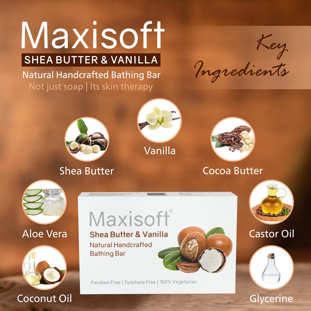 Maxisoft Shea Butter & Vanilla Natural Handcrafted Bathing Bar (75 gm)
