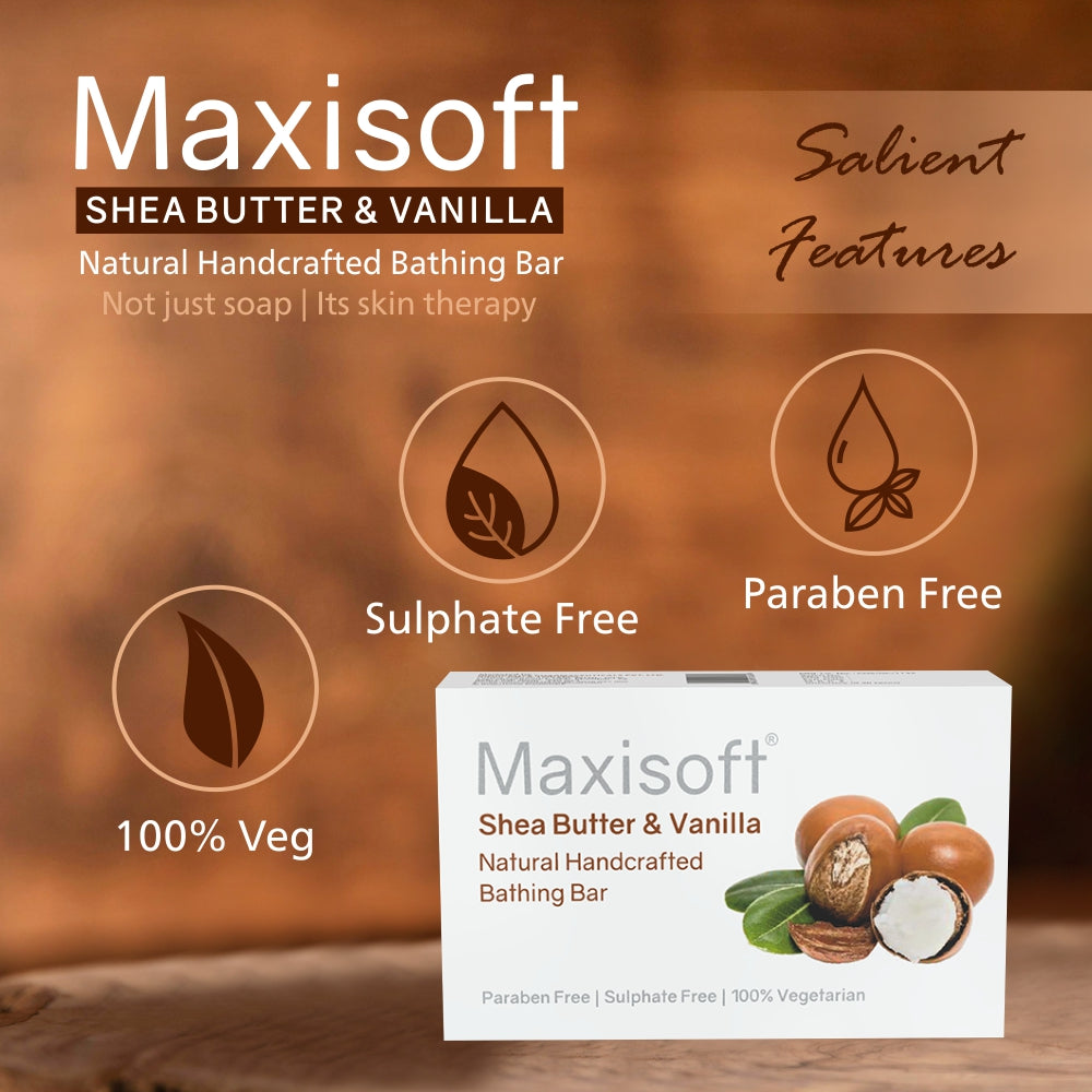 Maxisoft Shea Butter & Vanilla Natural Handcrafted Bathing Bar (75 gm)
