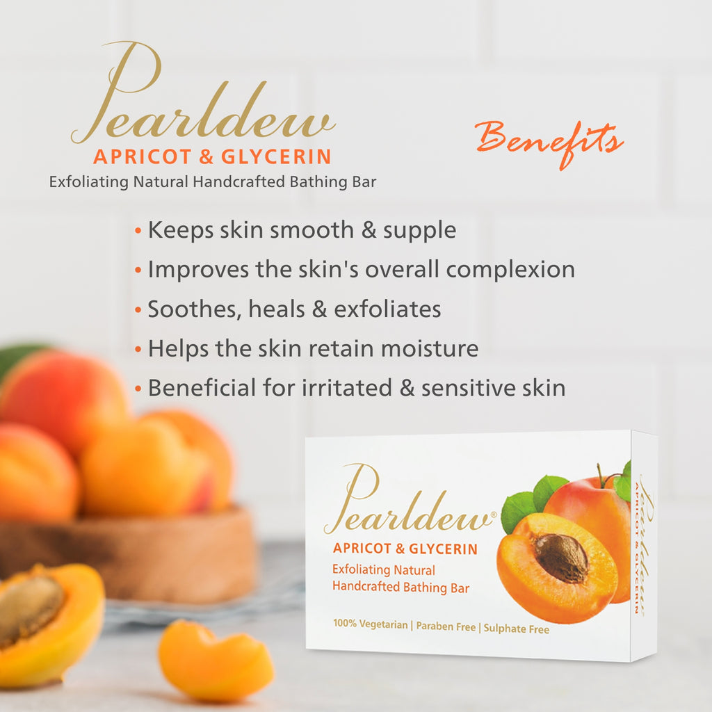 Pearldew Apricot & Glycerine Exfoliating Natural Handcrafted Bathing Bar (75 gm)