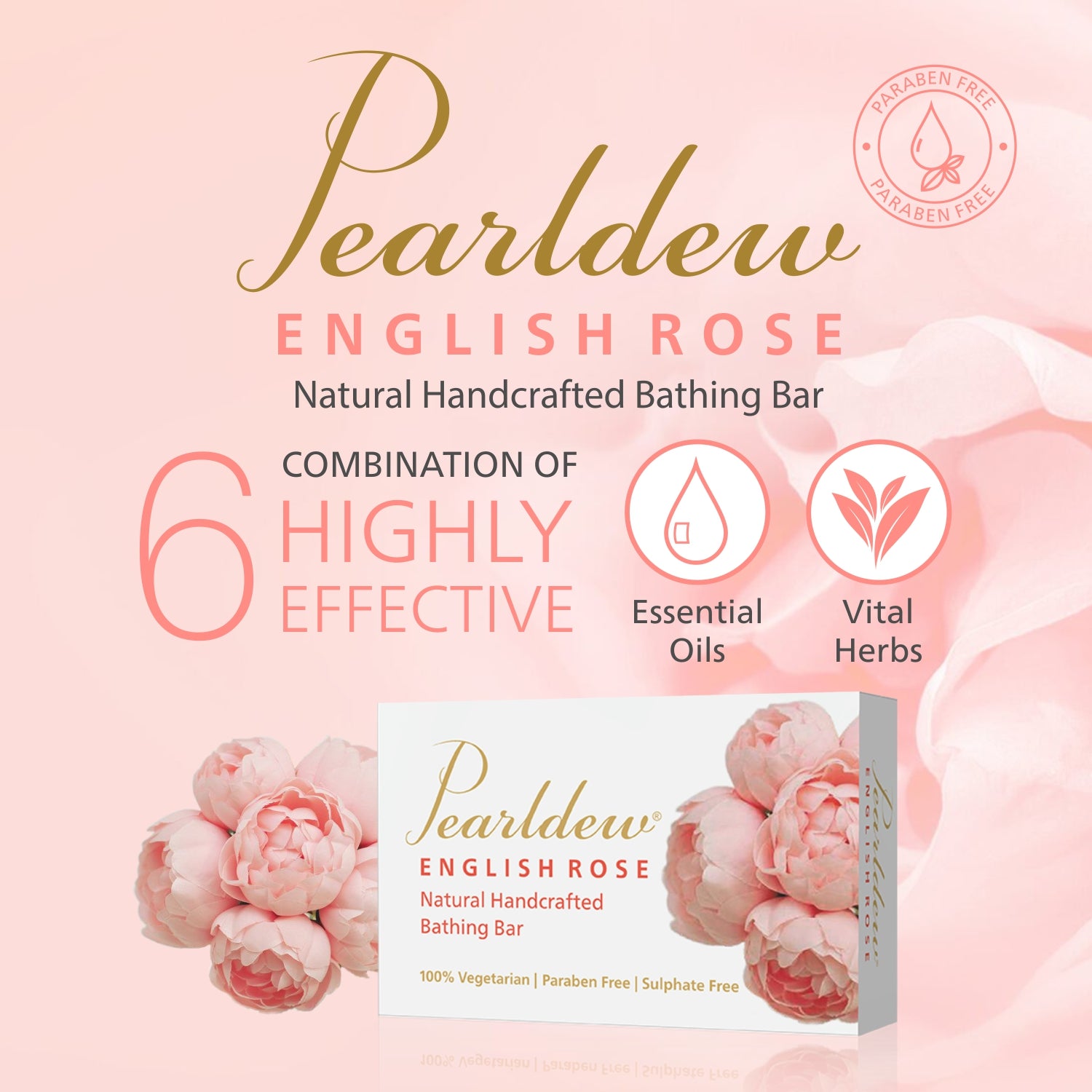 Pearldew English Rose Natural Handcrafted Bathing Bar (75 gm)