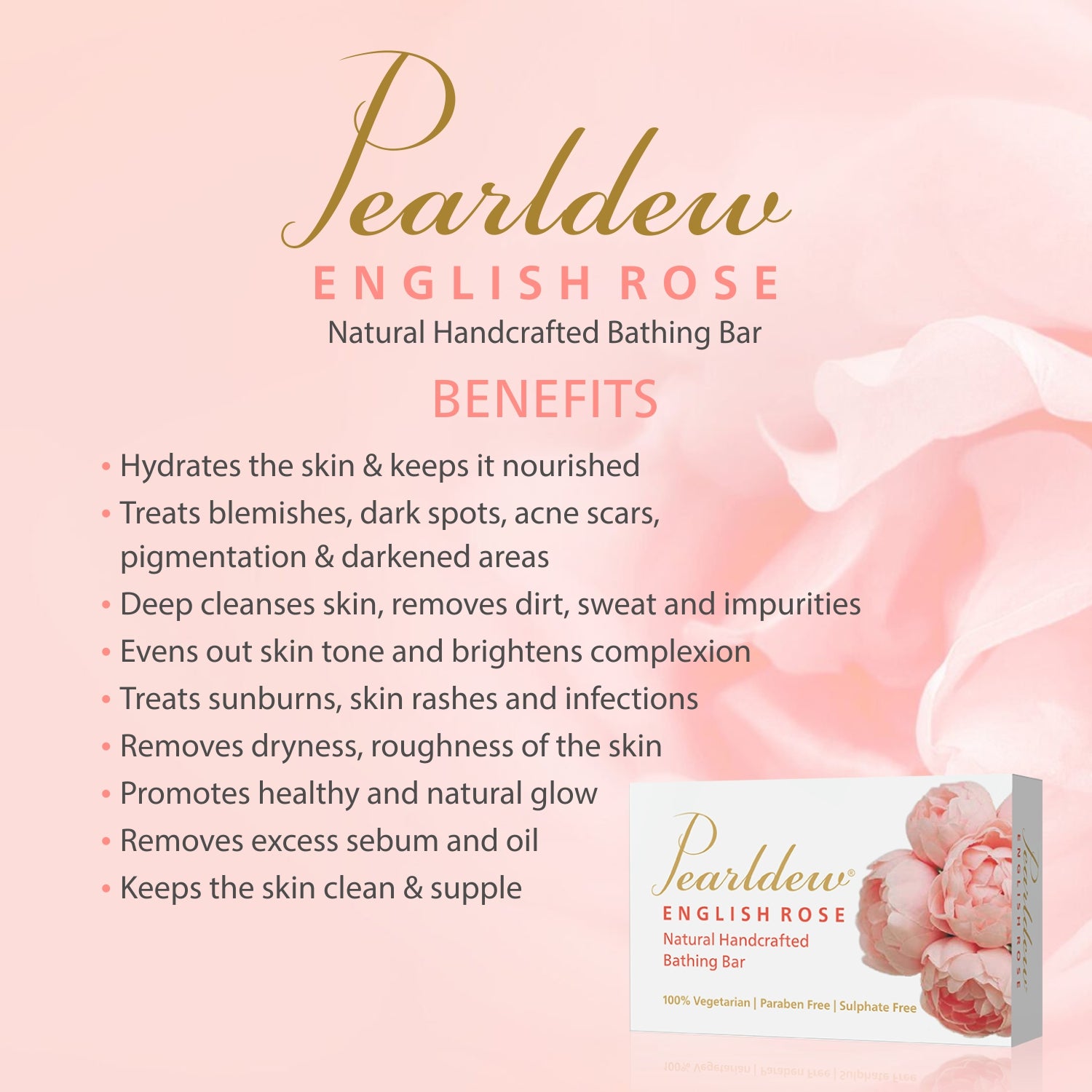 Pearldew English Rose Natural Handcrafted Bathing Bar (75 gm)