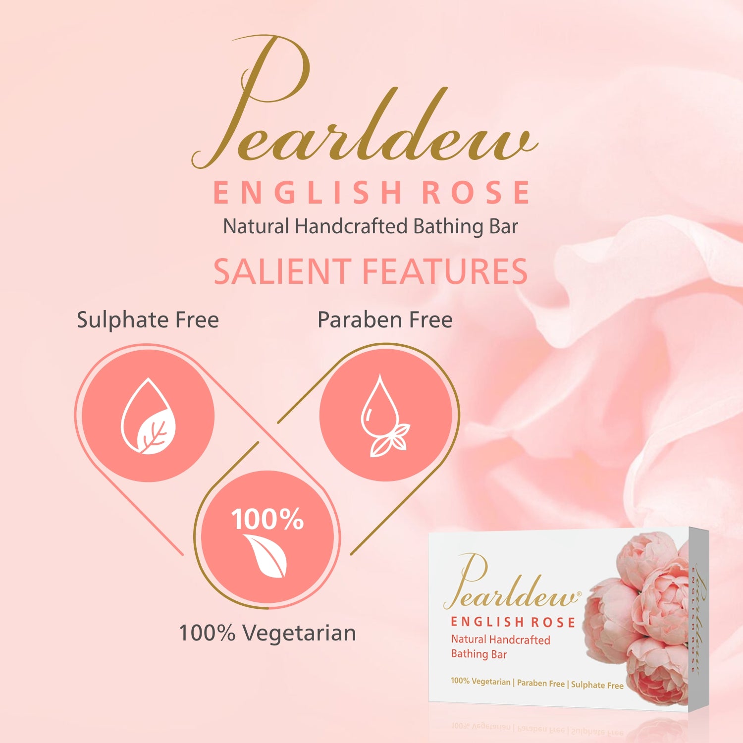 Pearldew English Rose Natural Handcrafted Bathing Bar (75 gm)