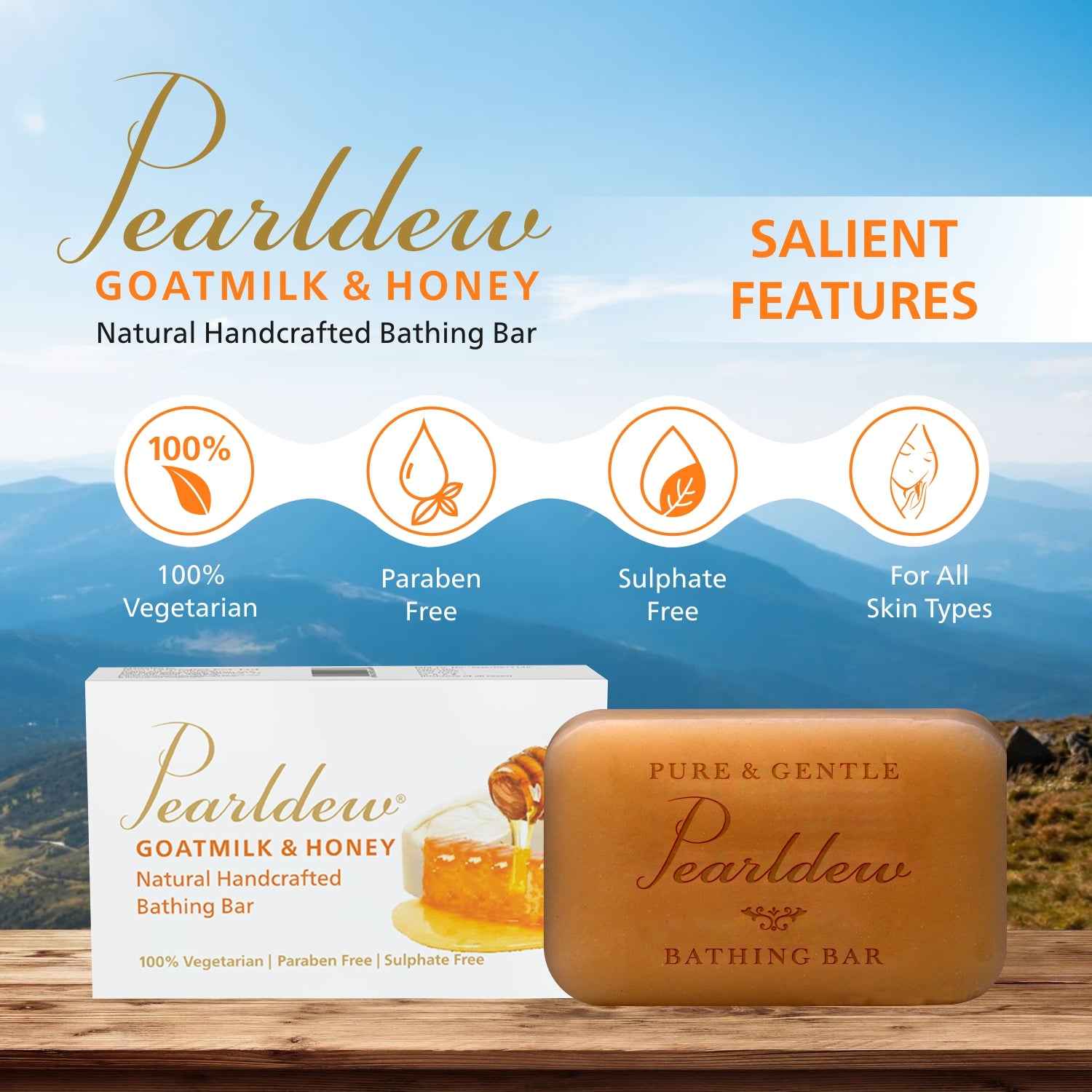 Pearldew Goat Milk & Honey Natural Handcrafted Bathing Bar (75 gm)