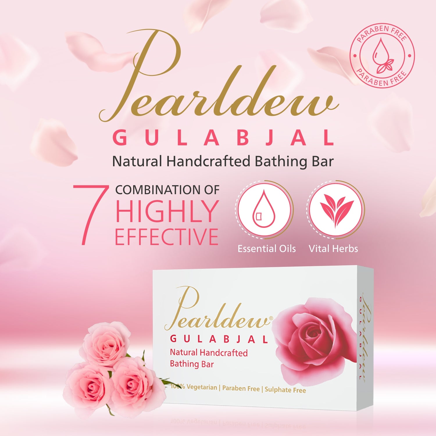 Pearldew Gulabjal Natural Handcrafted Bathing Bar (75 gm)