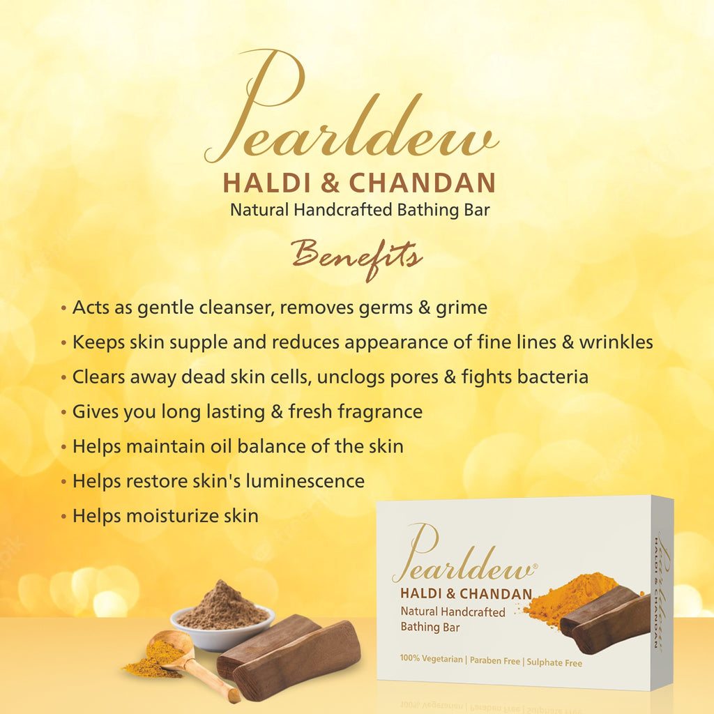 Pearldew Haldi & Chandan Natural Handcrafted Bathing Bar (75 gm)