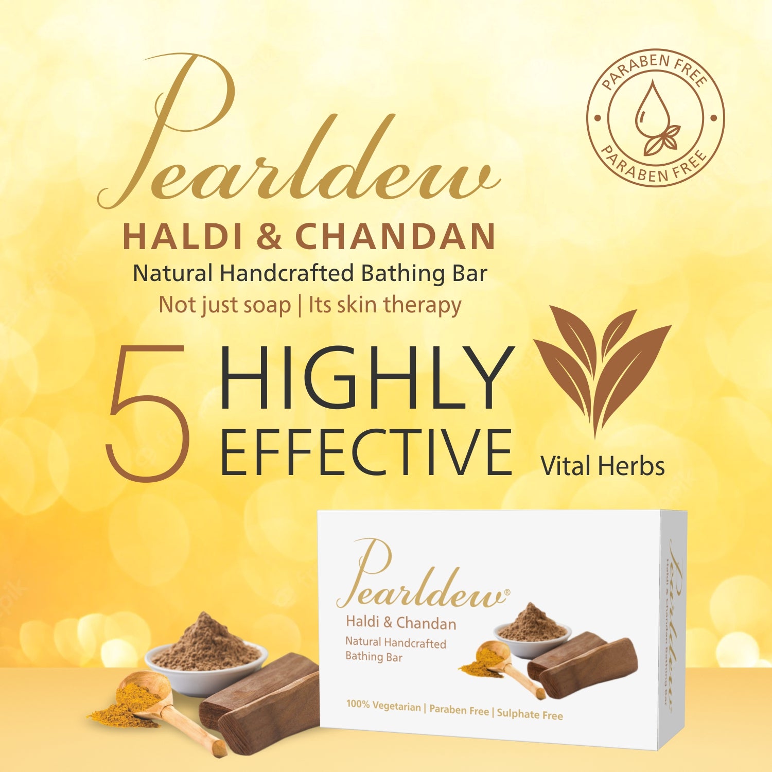 Pearldew Haldi & Chandan Natural Handcrafted Bathing Bar (100 gm)