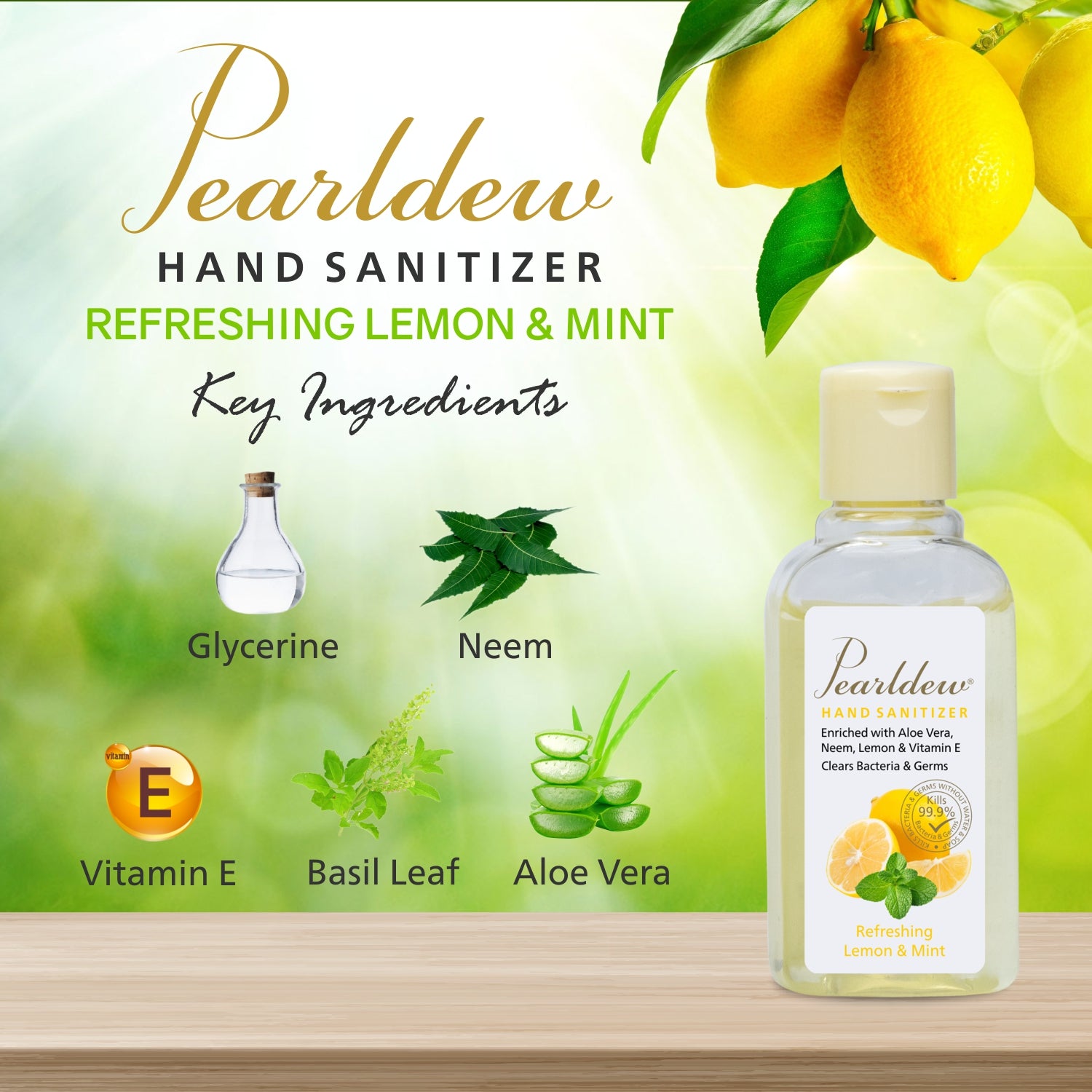 Pearldew Hand Sanitizer (Refreshing Lemon & Mint) 60 ml