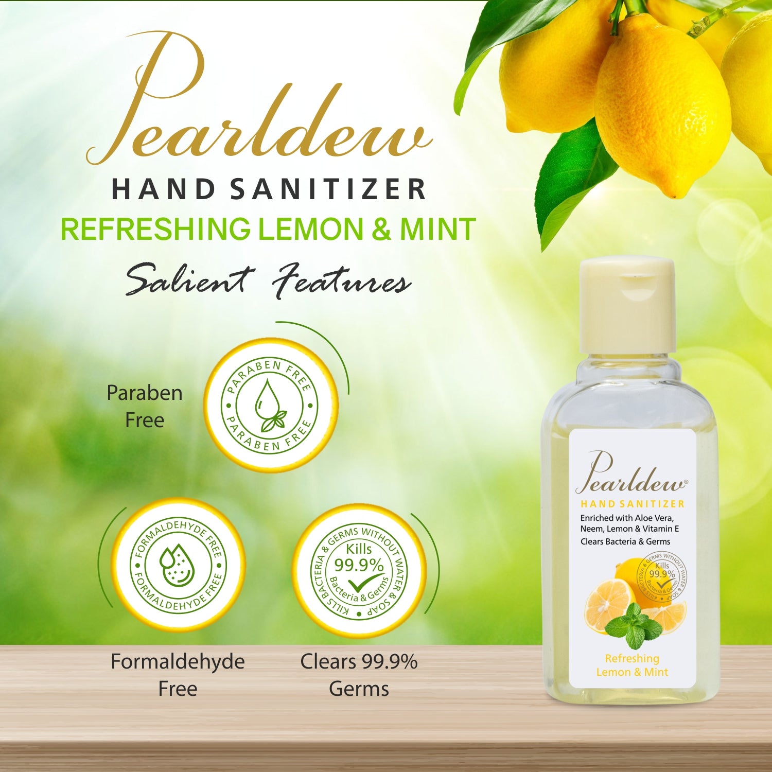 Pearldew Hand Sanitizer (Refreshing Lemon & Mint) 60 ml